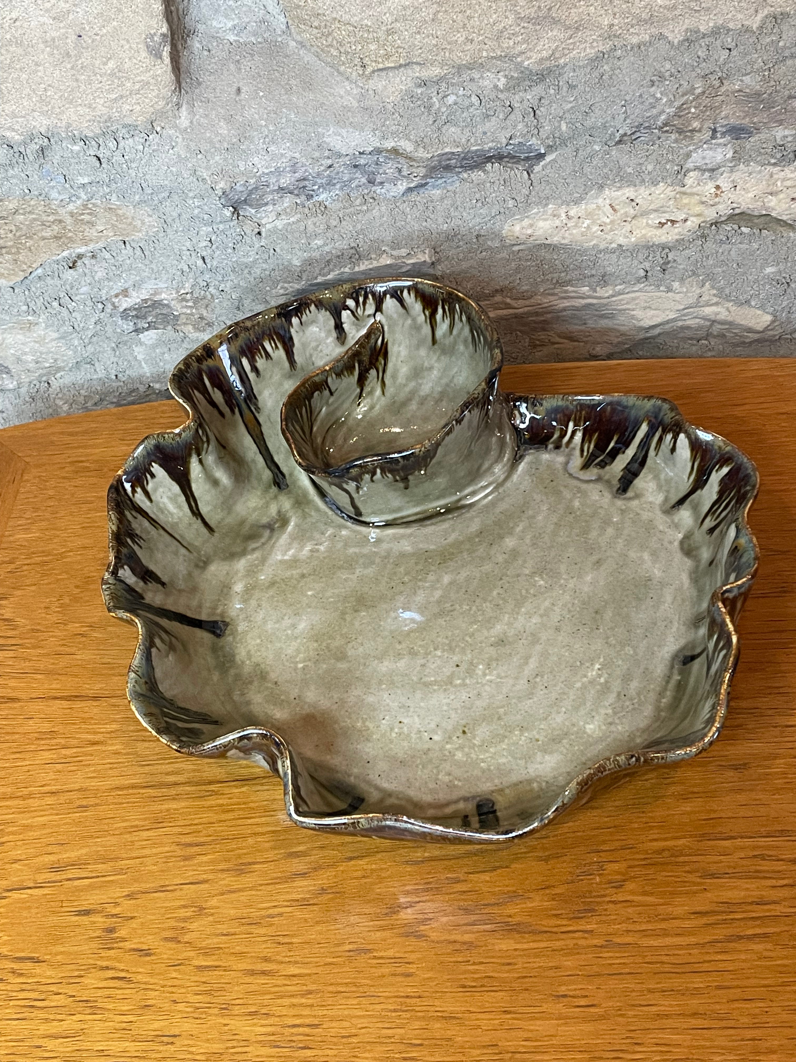 Chip & Dip Dish - Light & Dark Brown - 655
