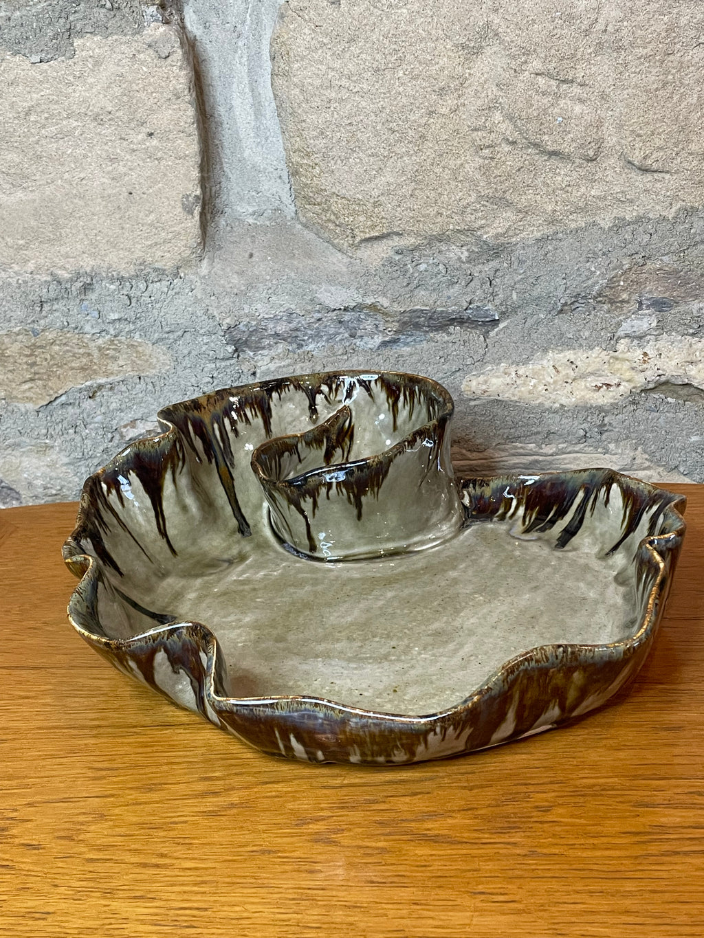 Chip & Dip Dish - Light & Dark Brown - 655