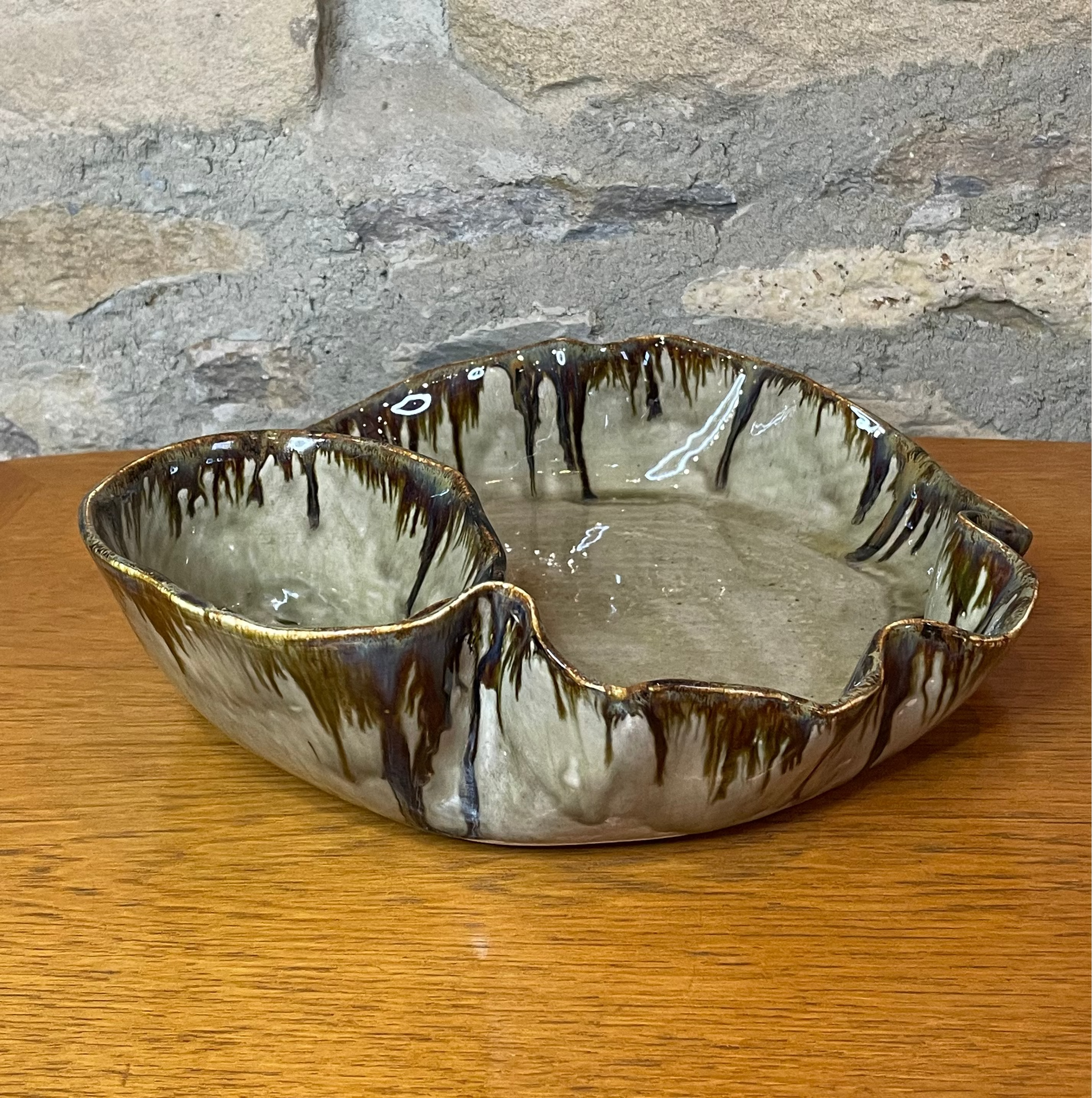 Chip & Dip Dish - Light & Dark Brown - 655
