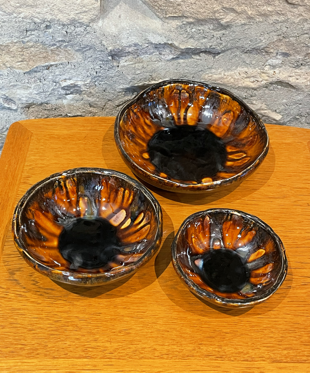 Bowls - Nesting, Set of 3, Amber & Brown - 699
