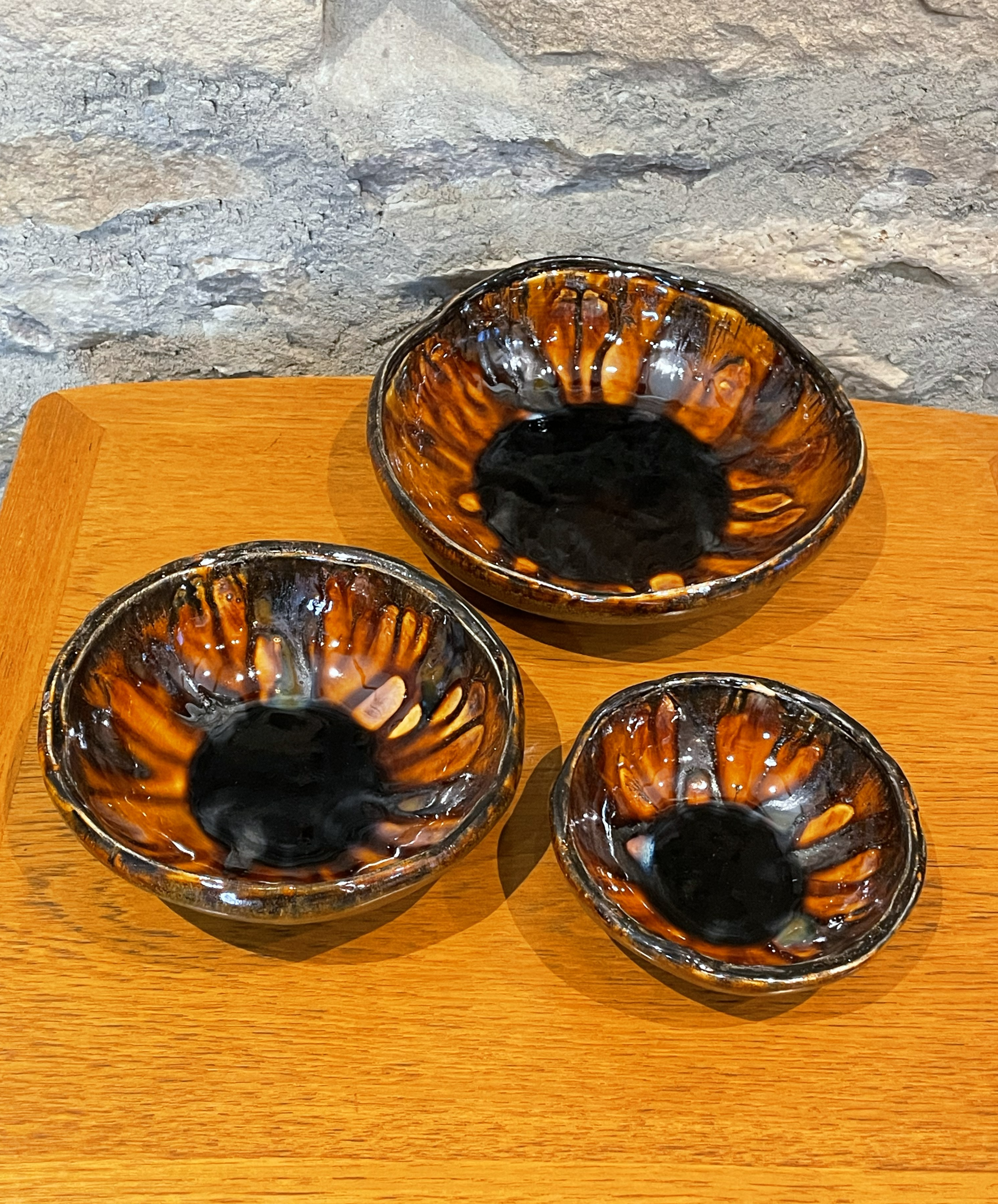 Bowls - Nesting, Set of 3, Amber & Brown - 699