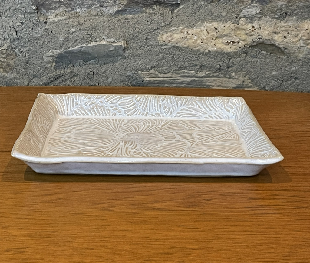 Tray - Rectangular Textured, Cream - 763
