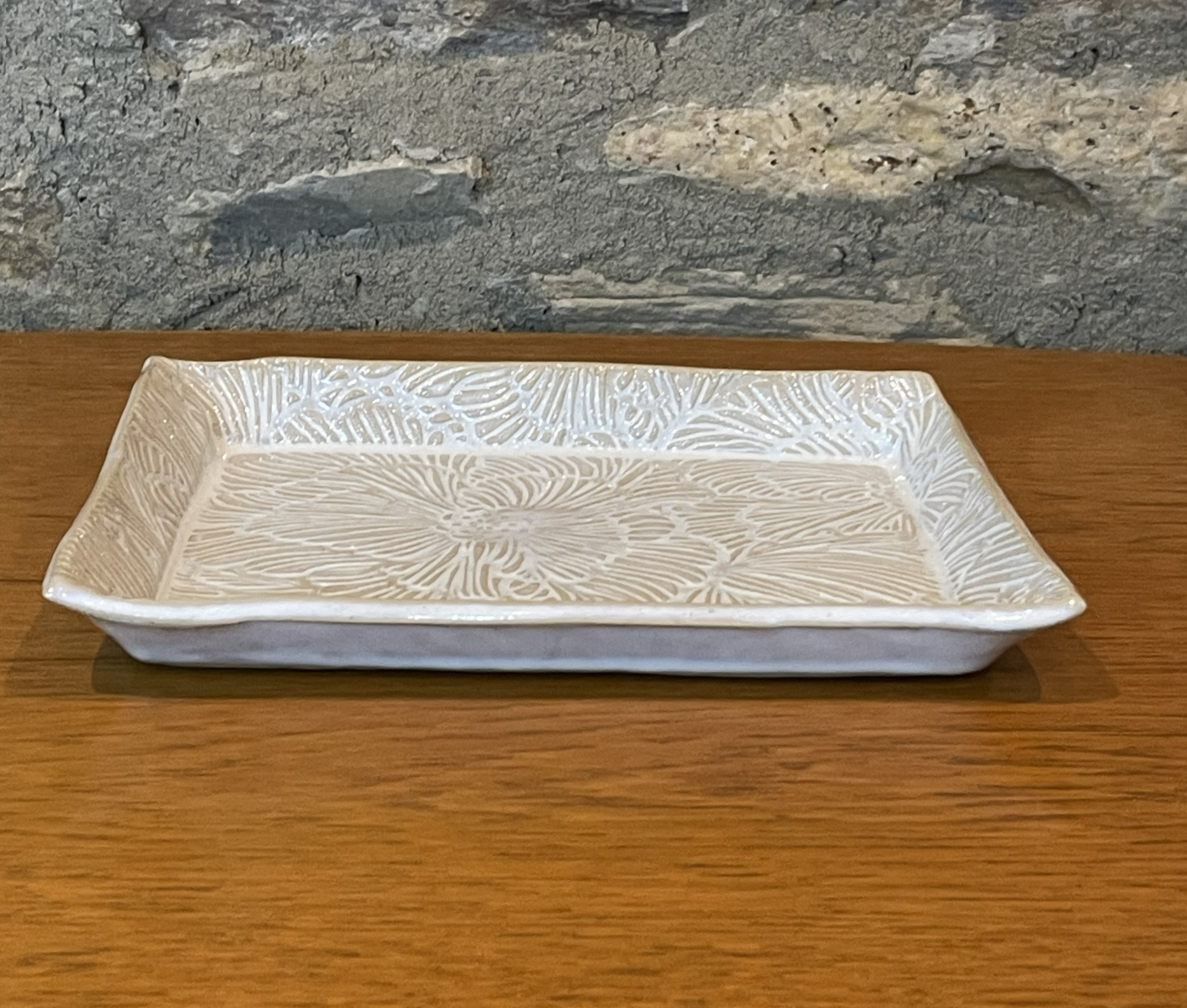 Tray - Rectangular Textured, Cream - 763