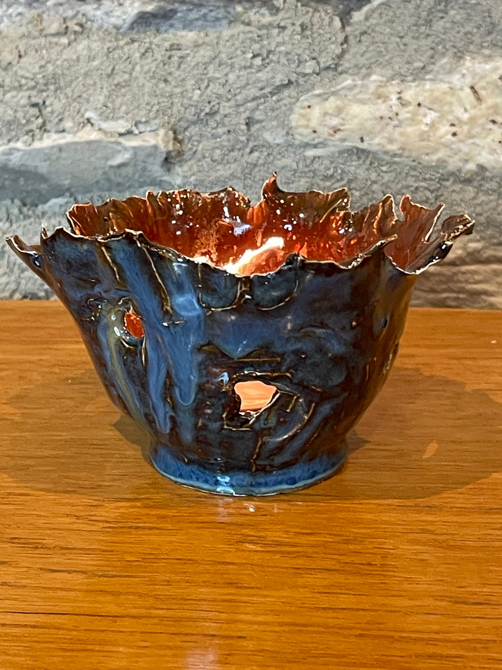 Candle Holder - Green, Copper - 786