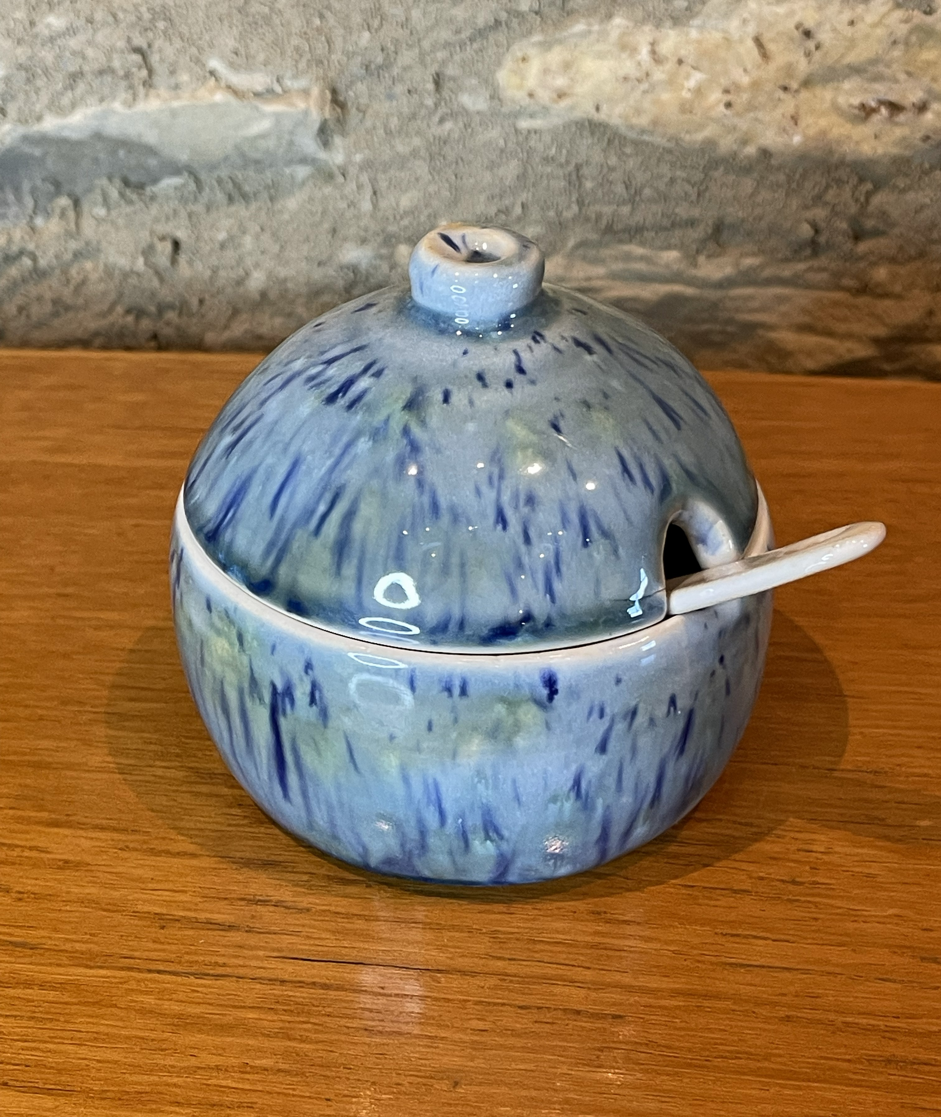 Lidded Pot - Jam, Chutney, Blue flecked - 730