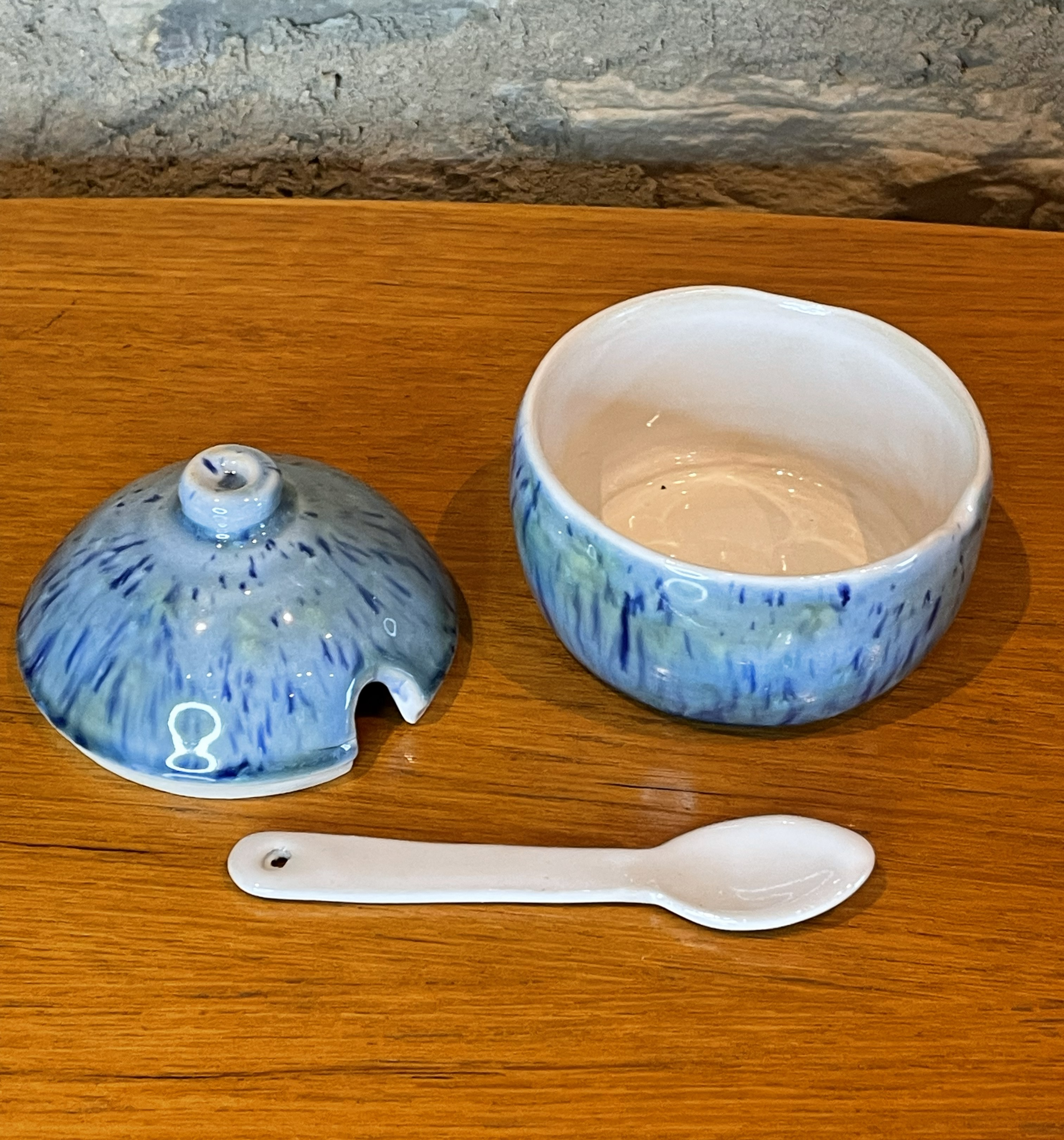 Lidded Pot - Jam, Chutney, Blue flecked - 730