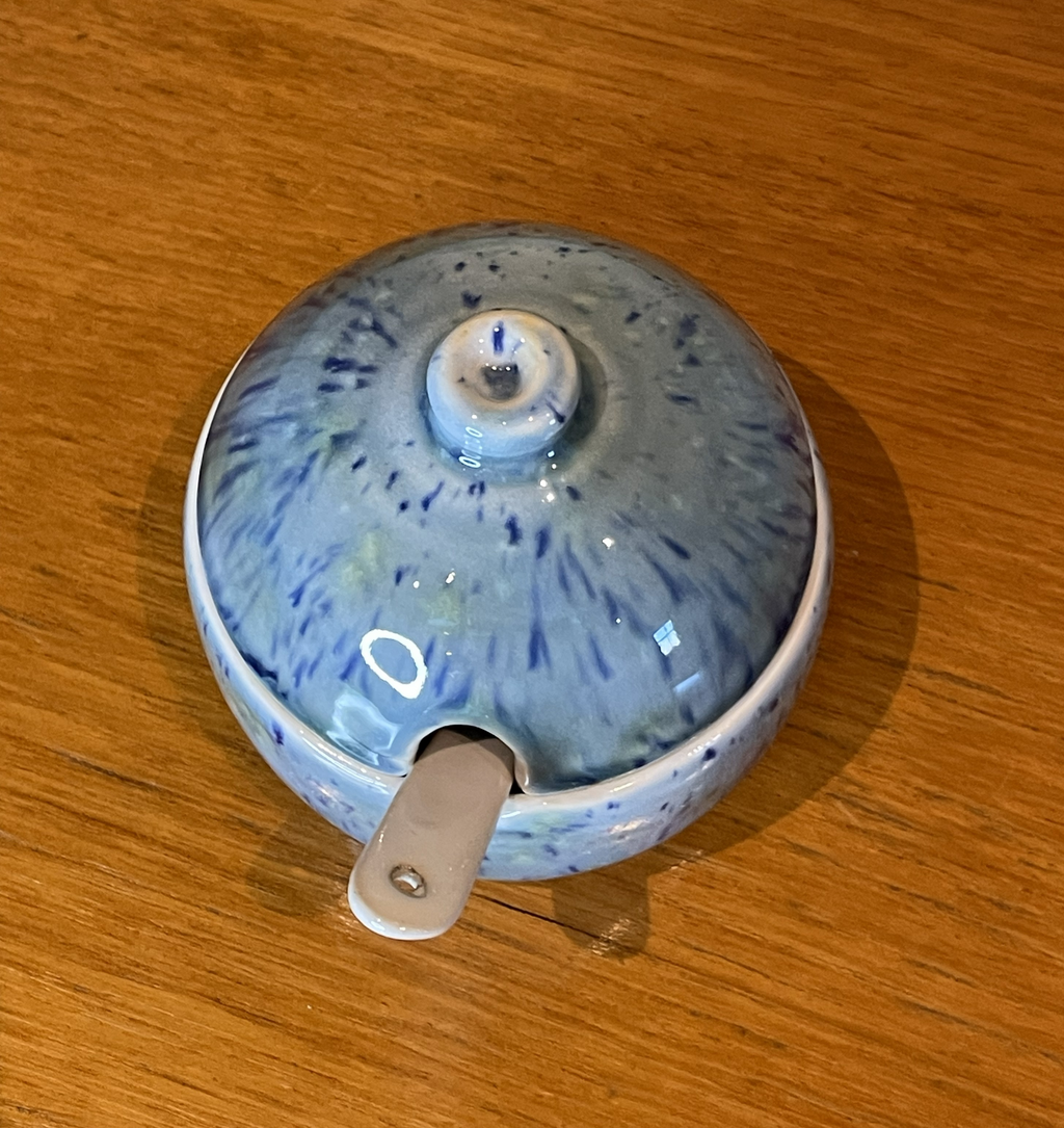 Lidded Pot - Jam, Chutney, Blue flecked - 730