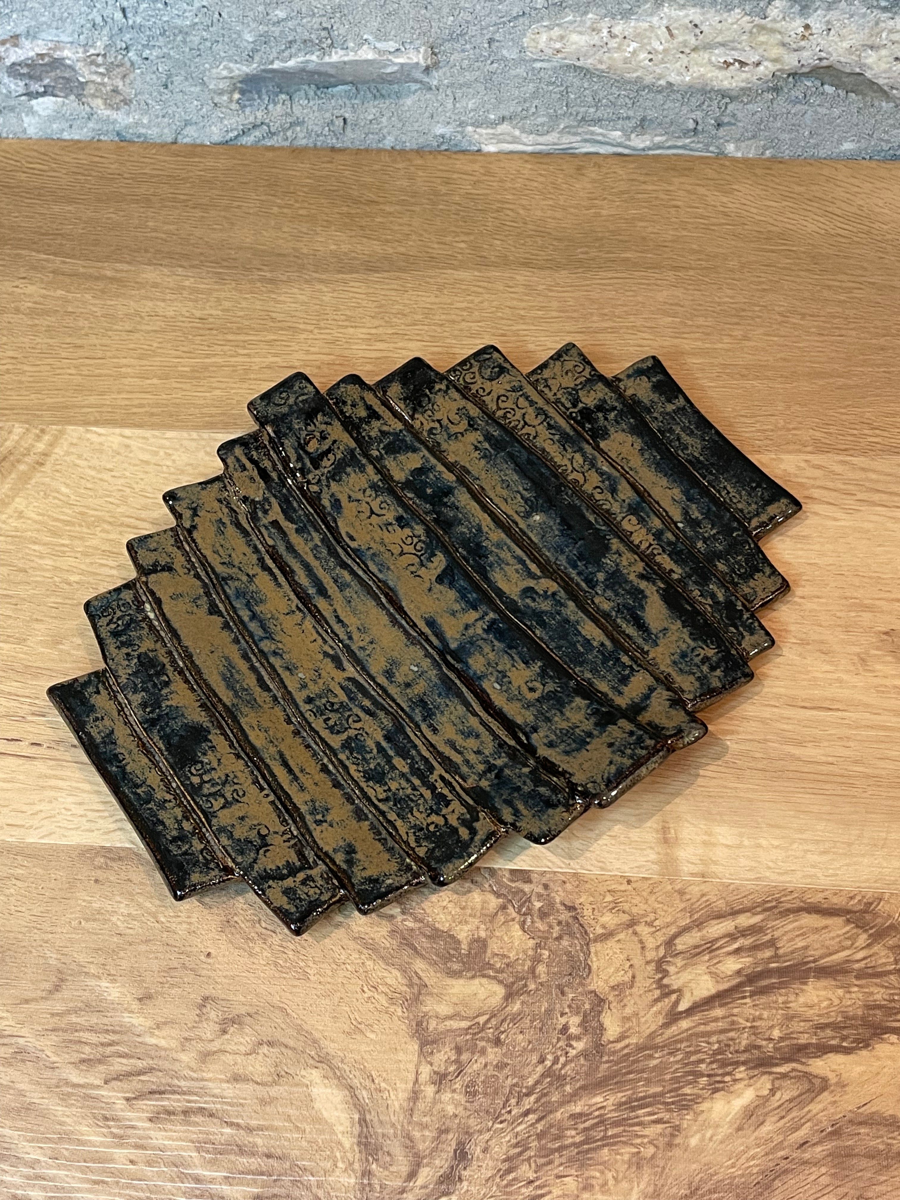 Platter - Clay Strips Brown - 215
