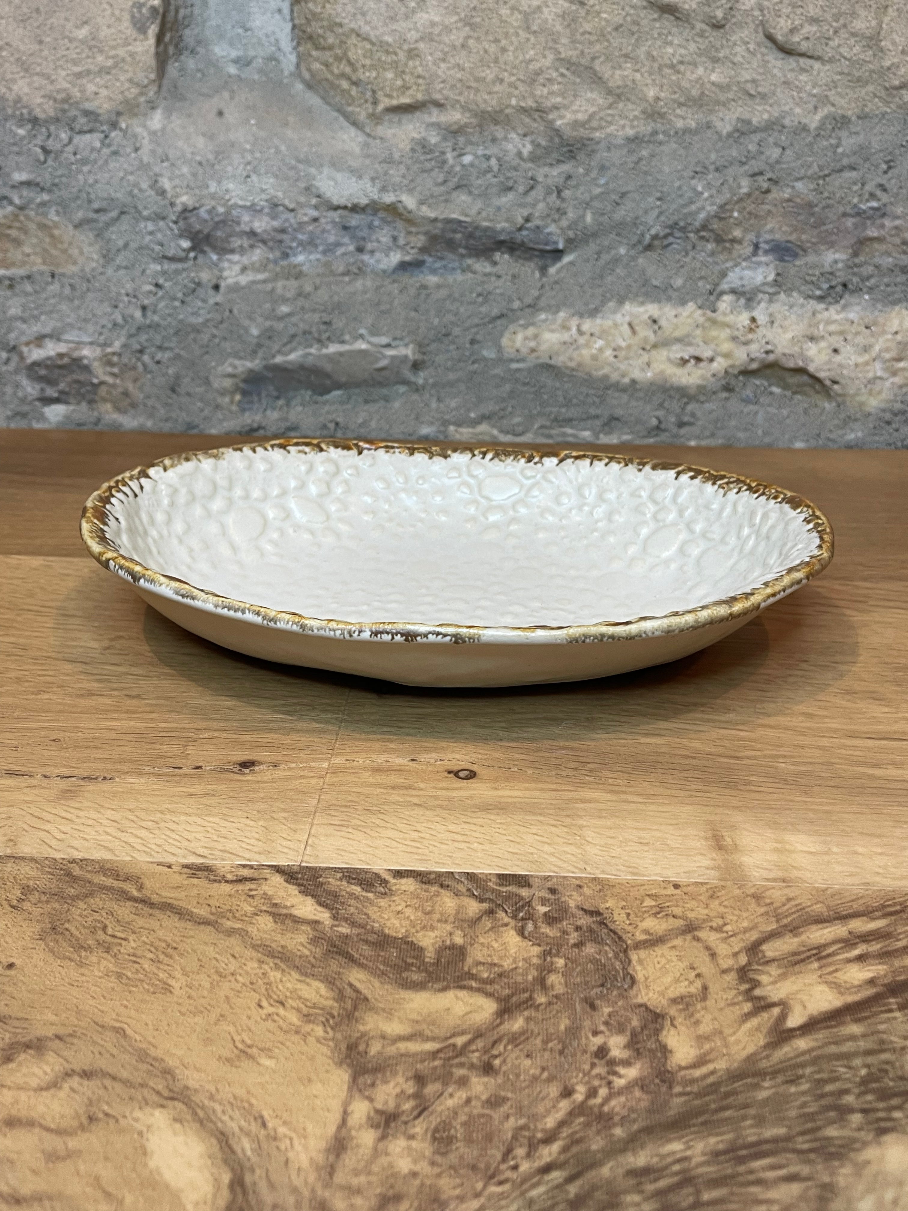 Bowl - Oval, Cream / Brown - 585