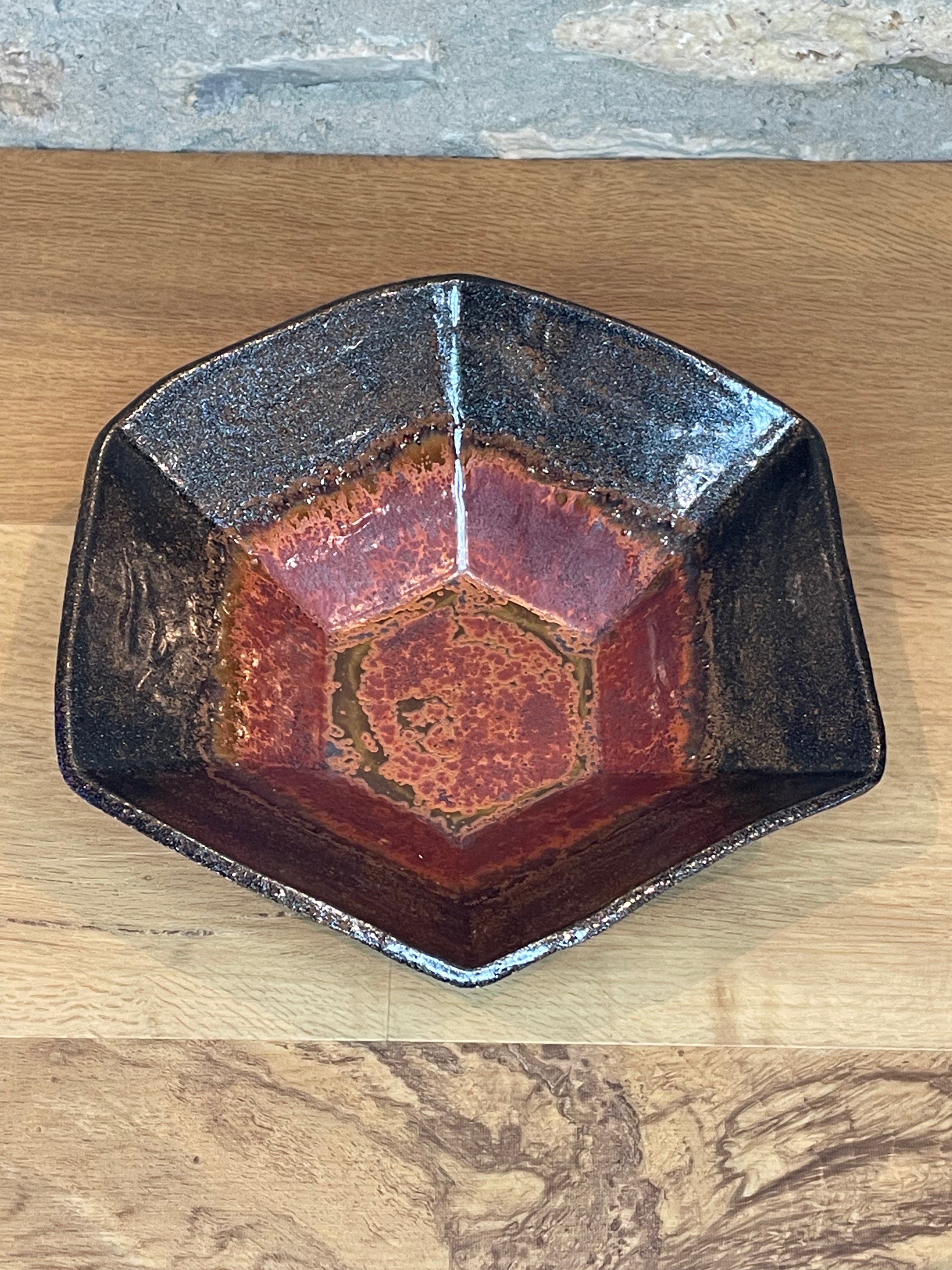 Bowl - Hexagonal, Copper & Black - 106
