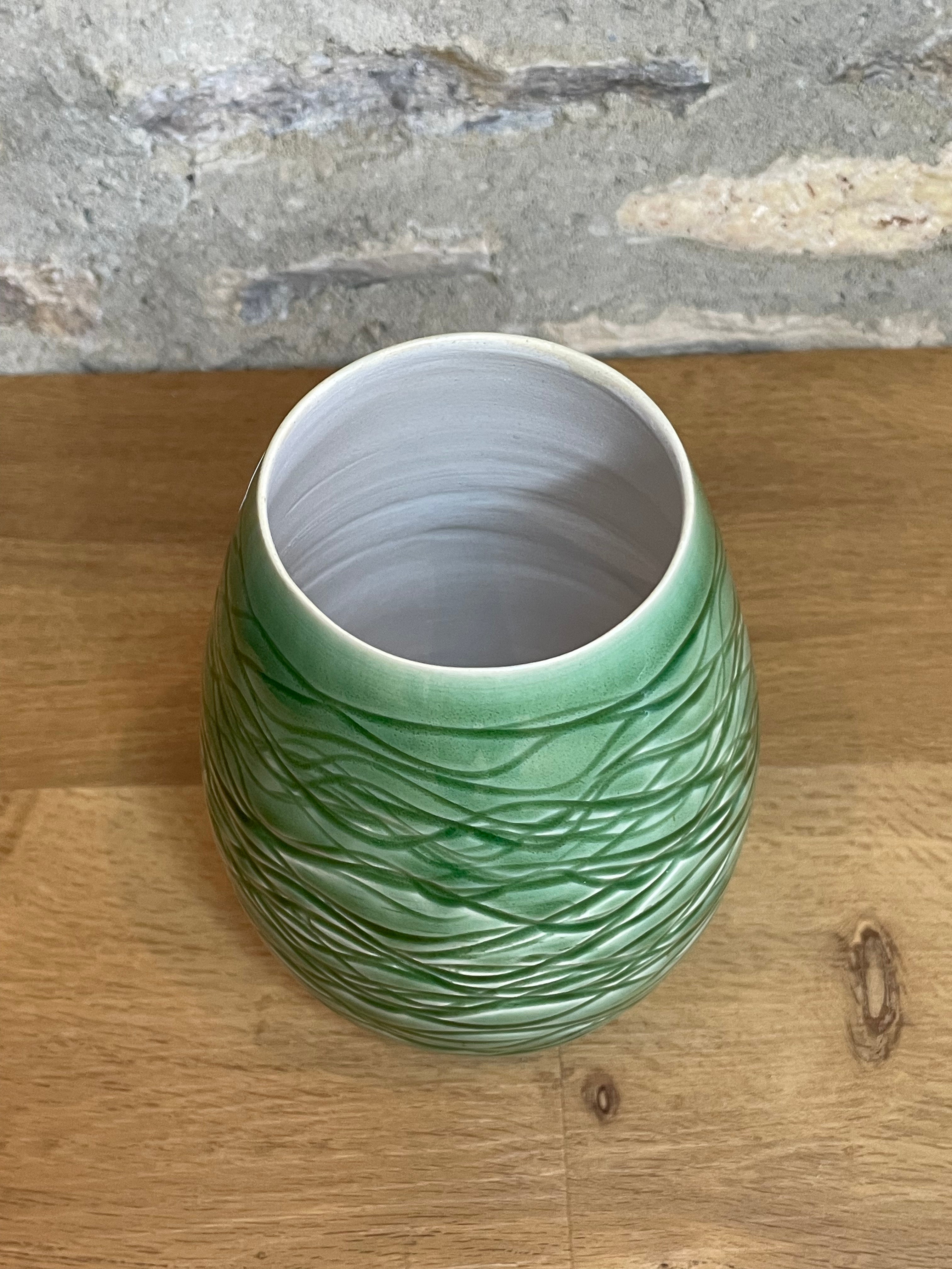 Vase - Green, Textured