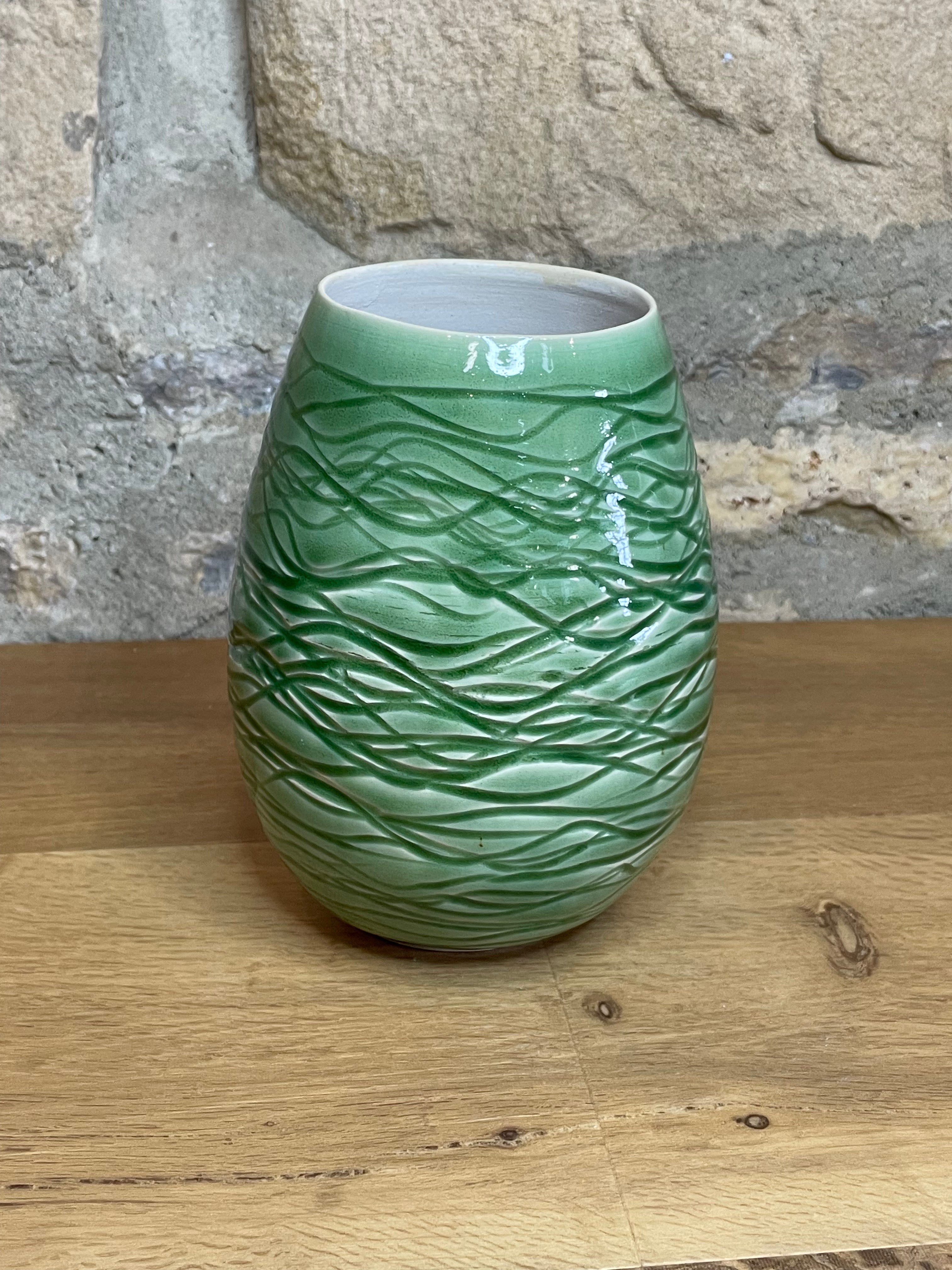 Vase - Green, Textured