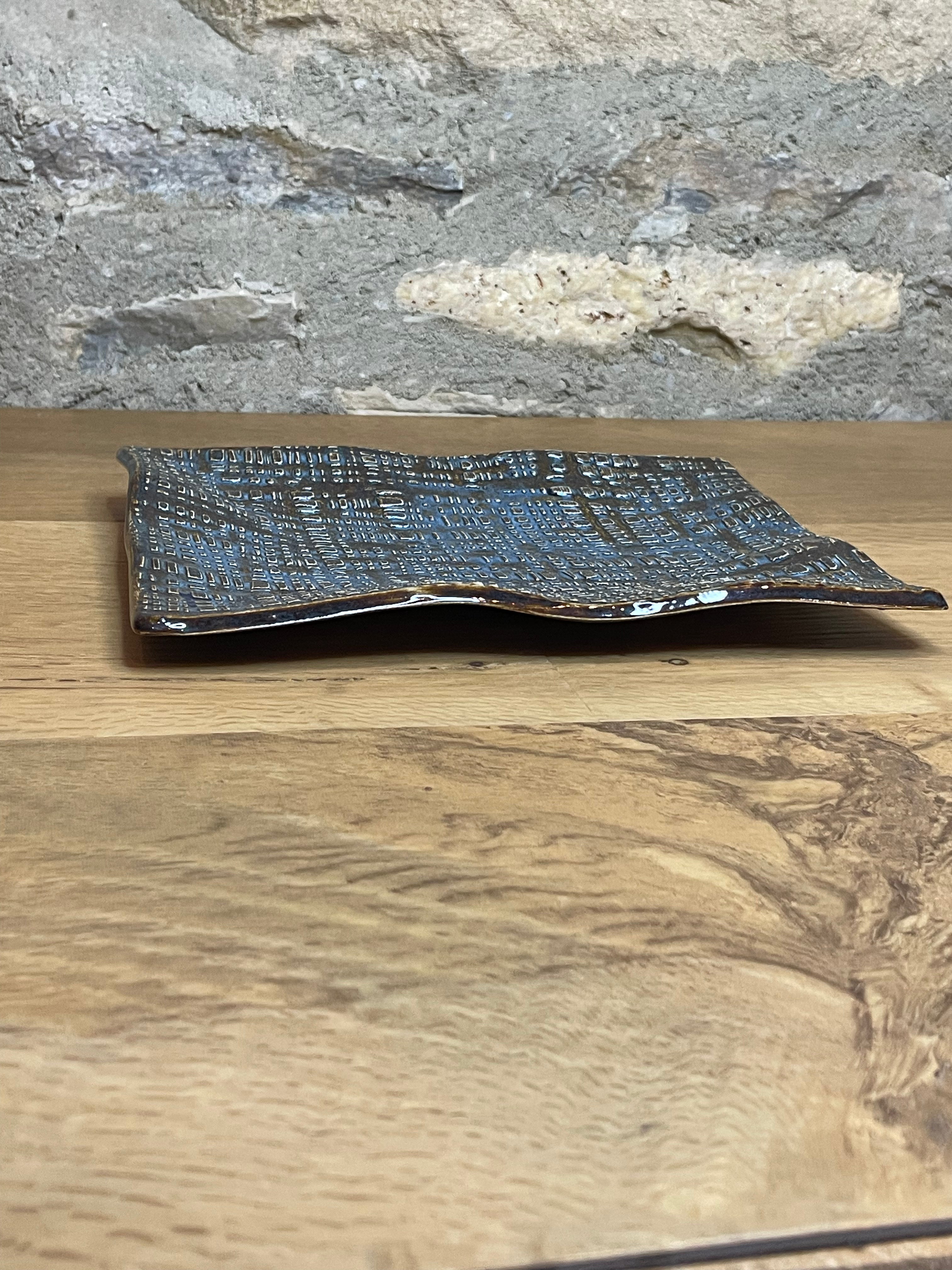 Dish - Brown & Blue Textured - 815