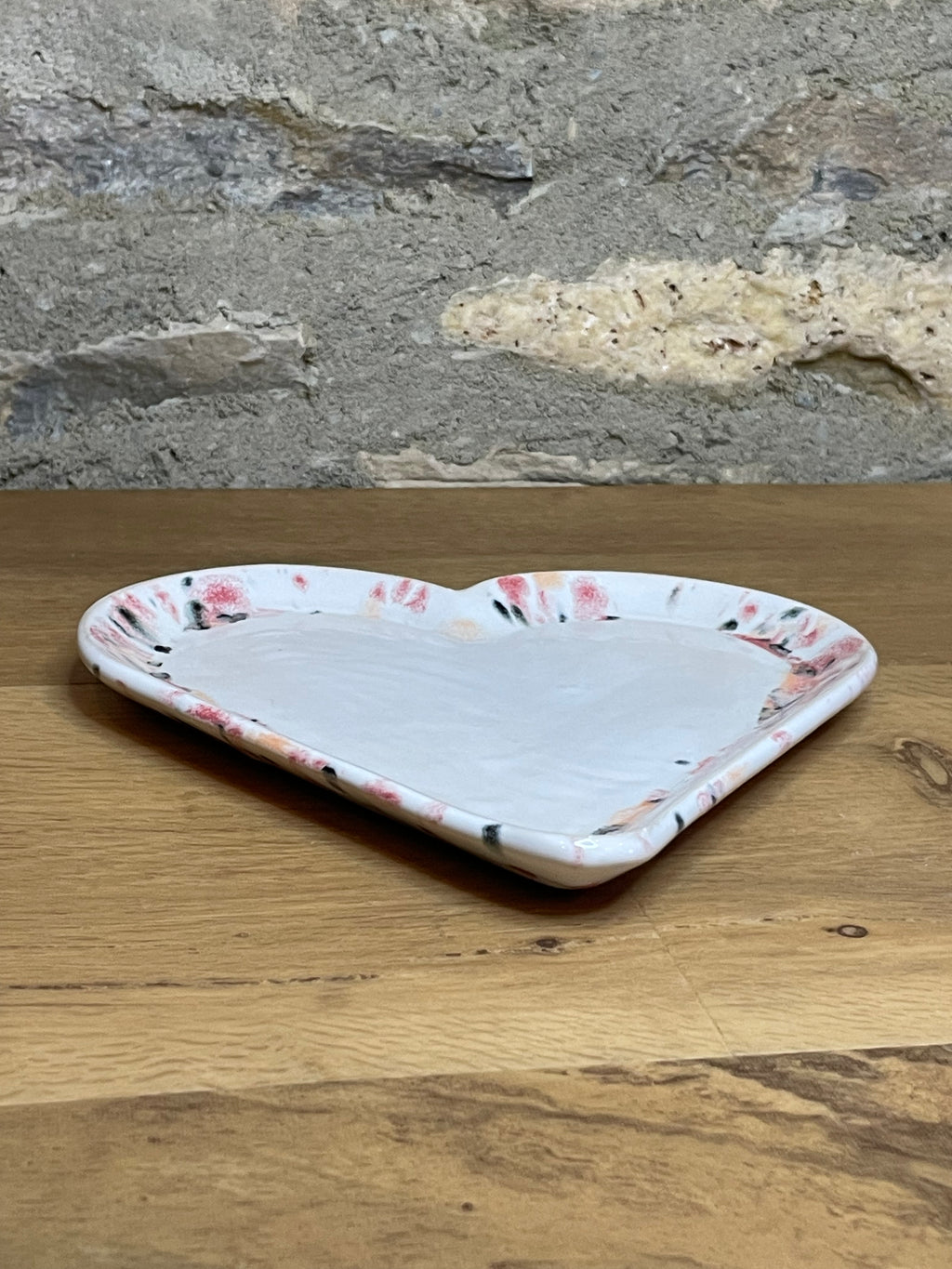Dish - White & Pink Heart Shaped - 801