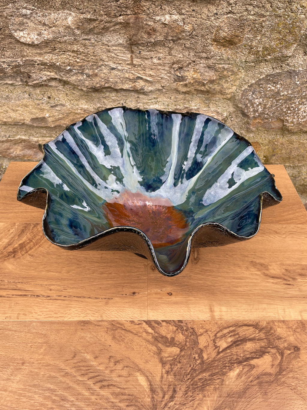 Bowl - Large Wavy Blue / Green - 816