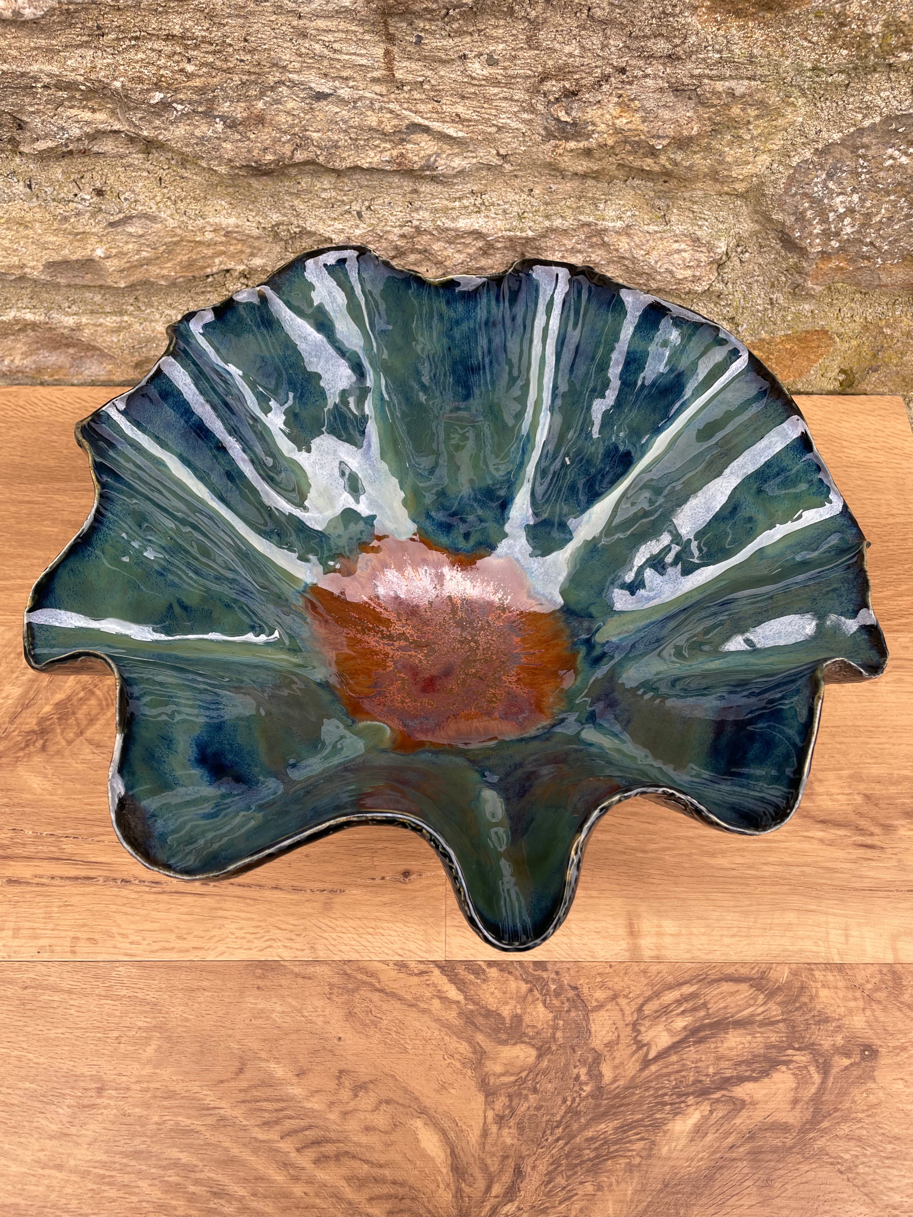 Bowl - Large Wavy Blue / Green - 816
