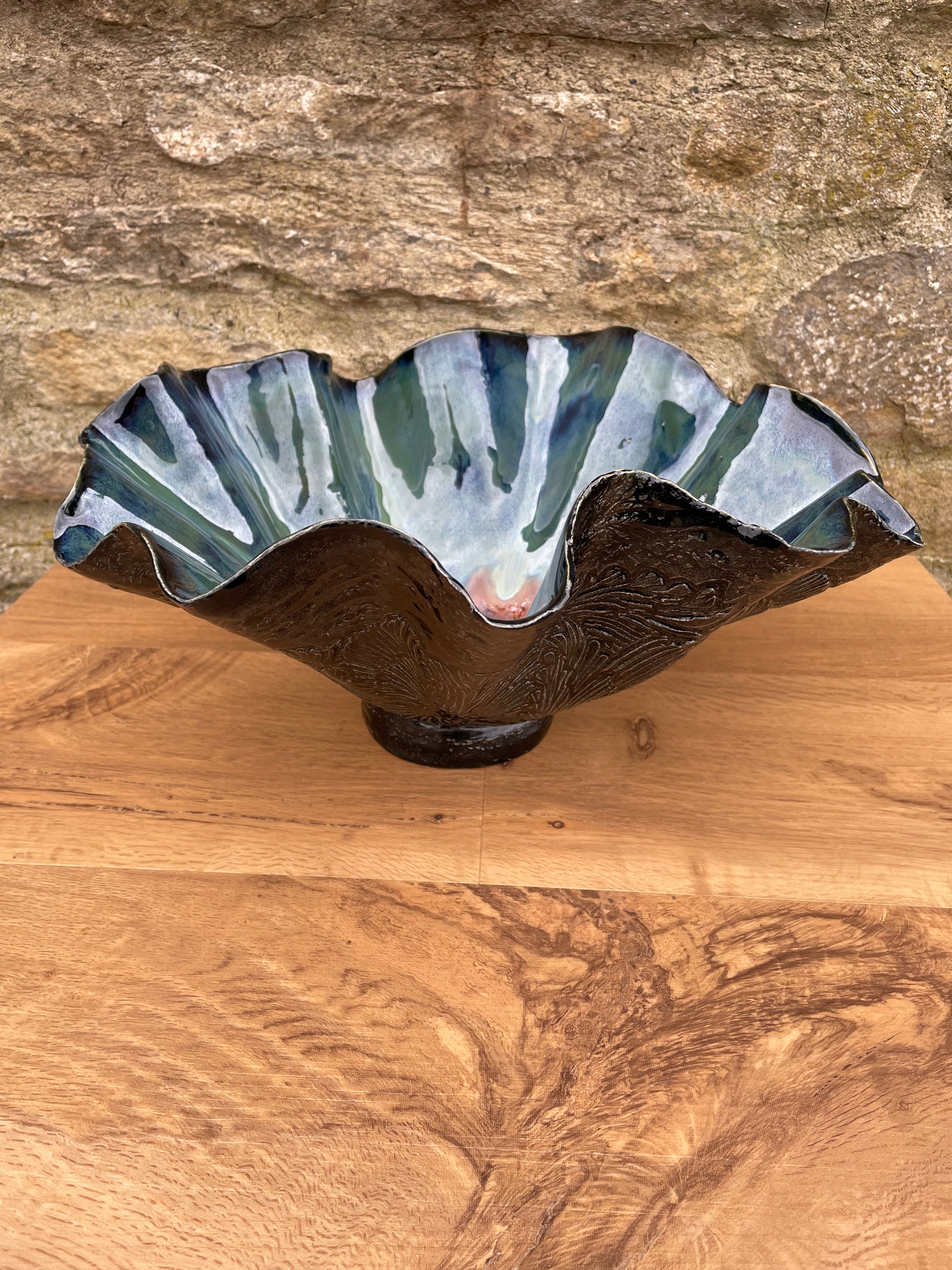 Bowl - Large Wavy Blue / Green - 816