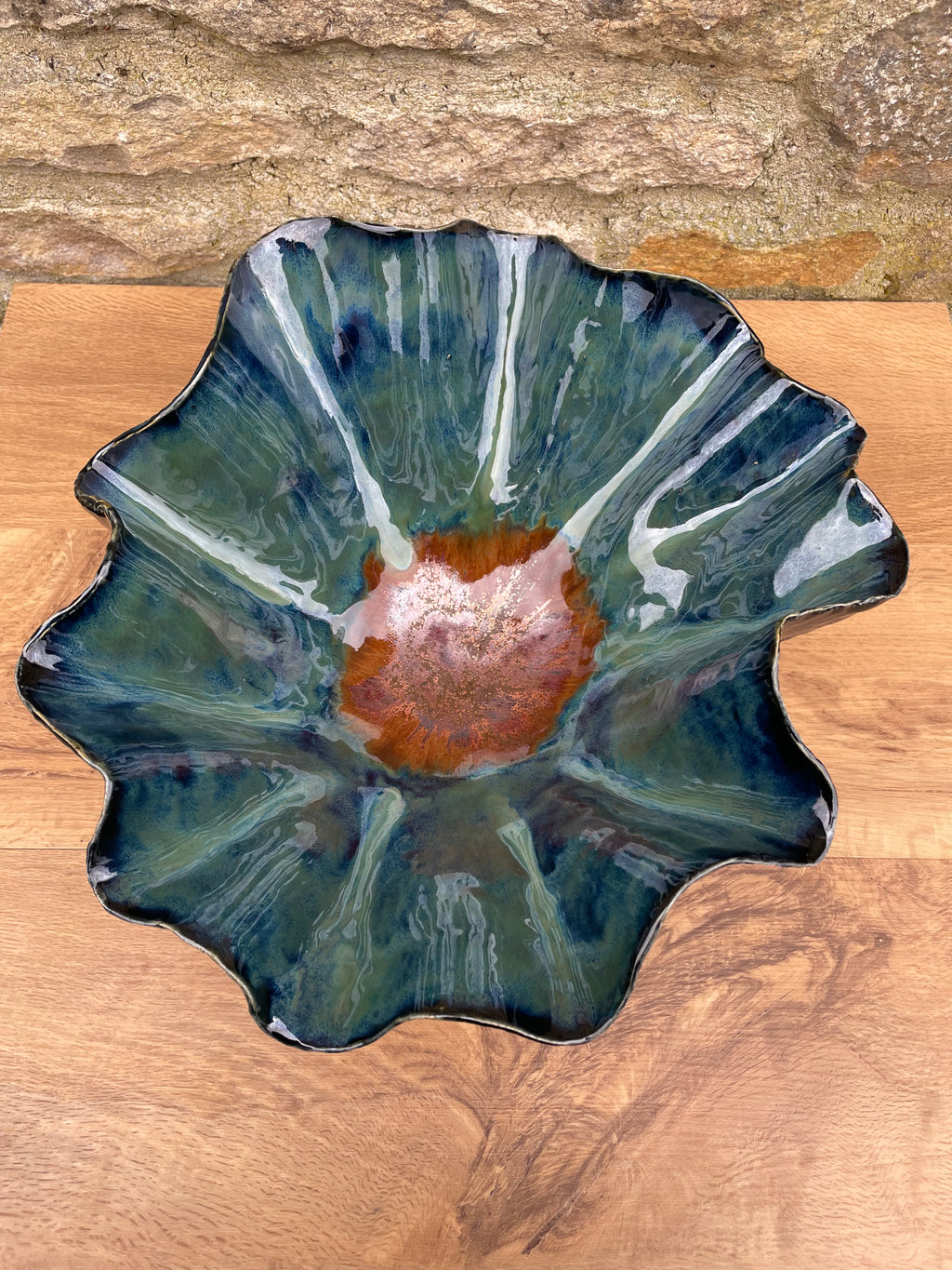 Bowl - Large Wavy Blue / Green - 816