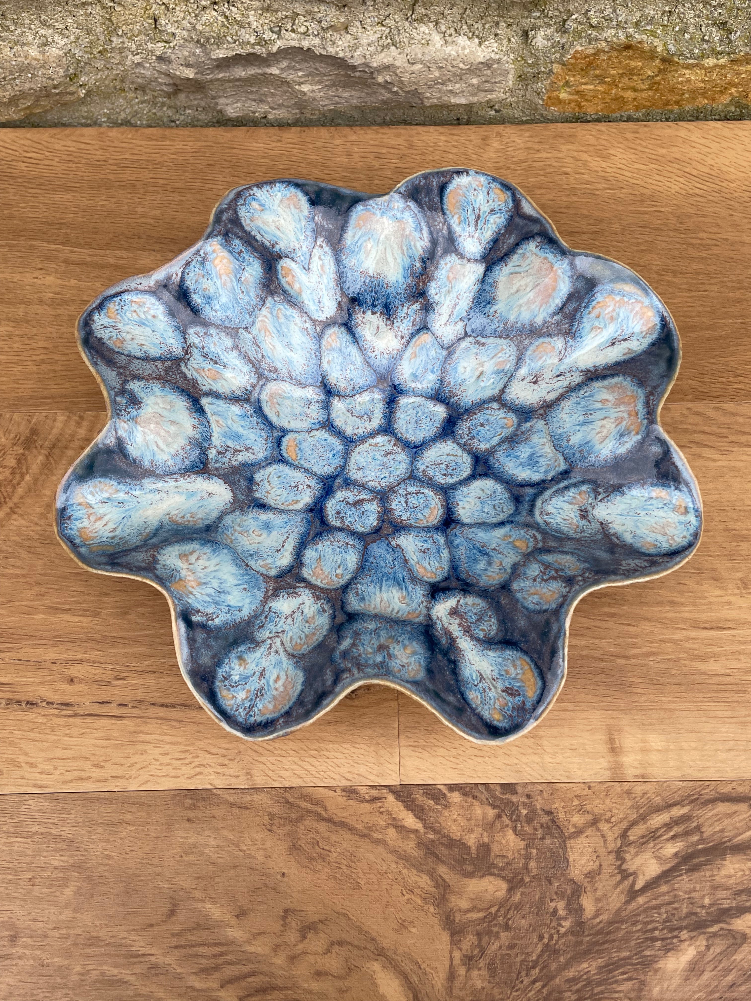 Bowl - Wavy Blue & Beige - 807