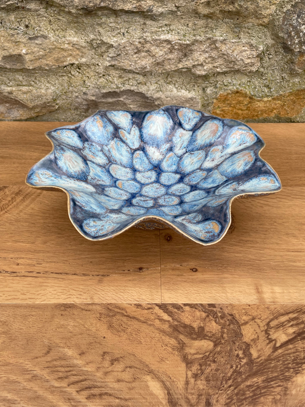 Bowl - Wavy Blue & Beige - 807