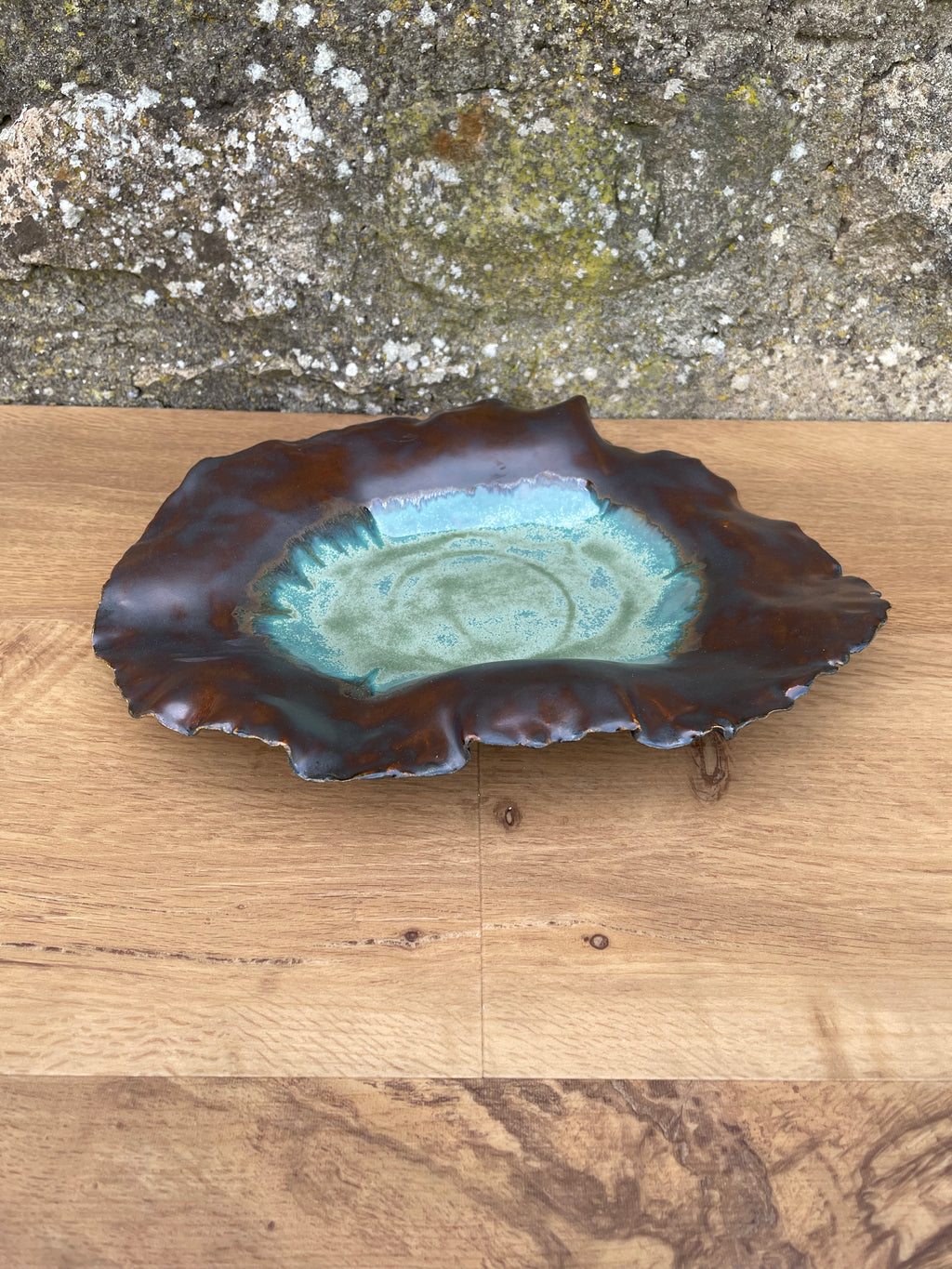 Dish - Jagged edge, Brown and Green - 822