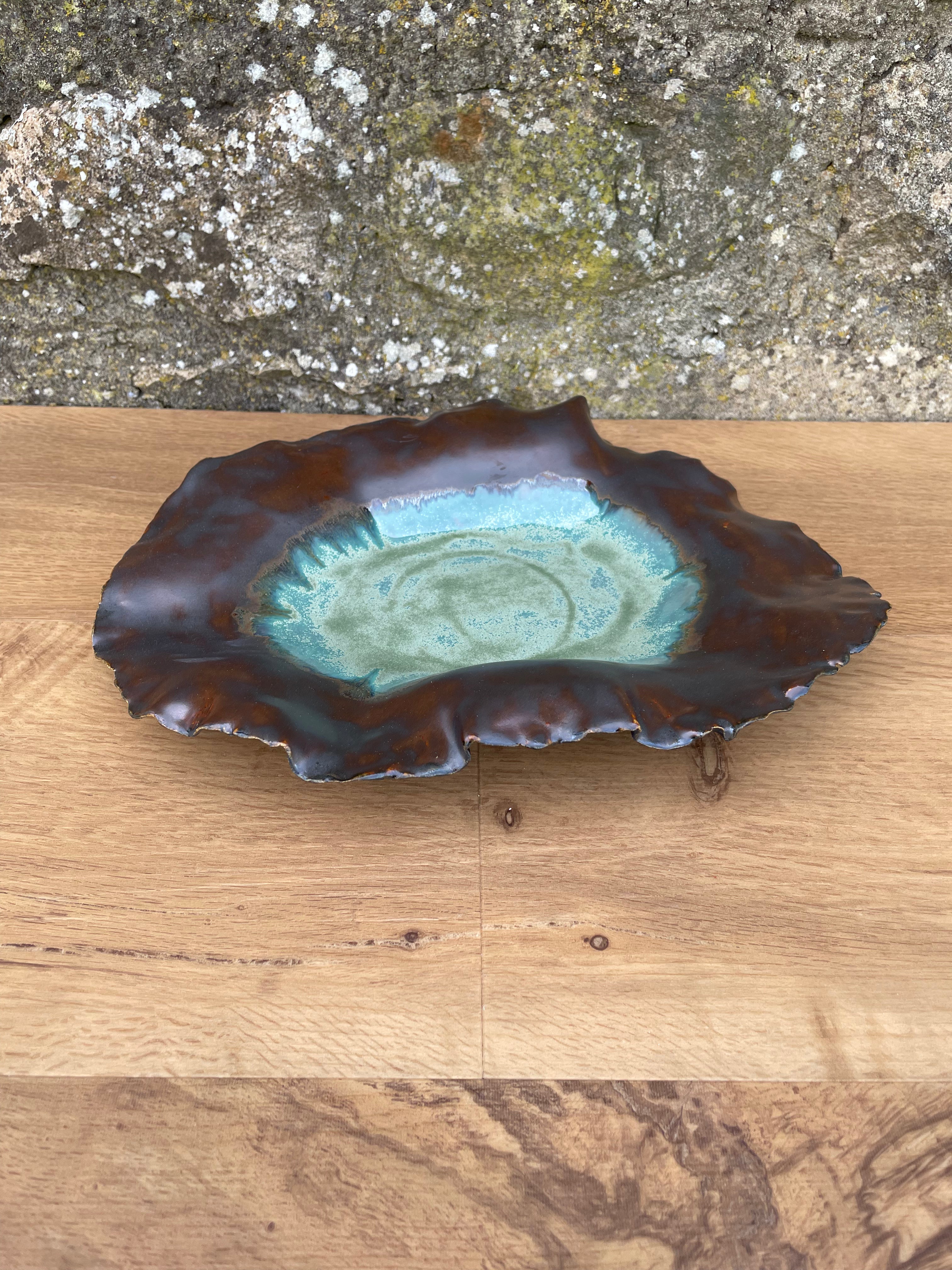 Dish - Jagged edge, Brown and Green - 822