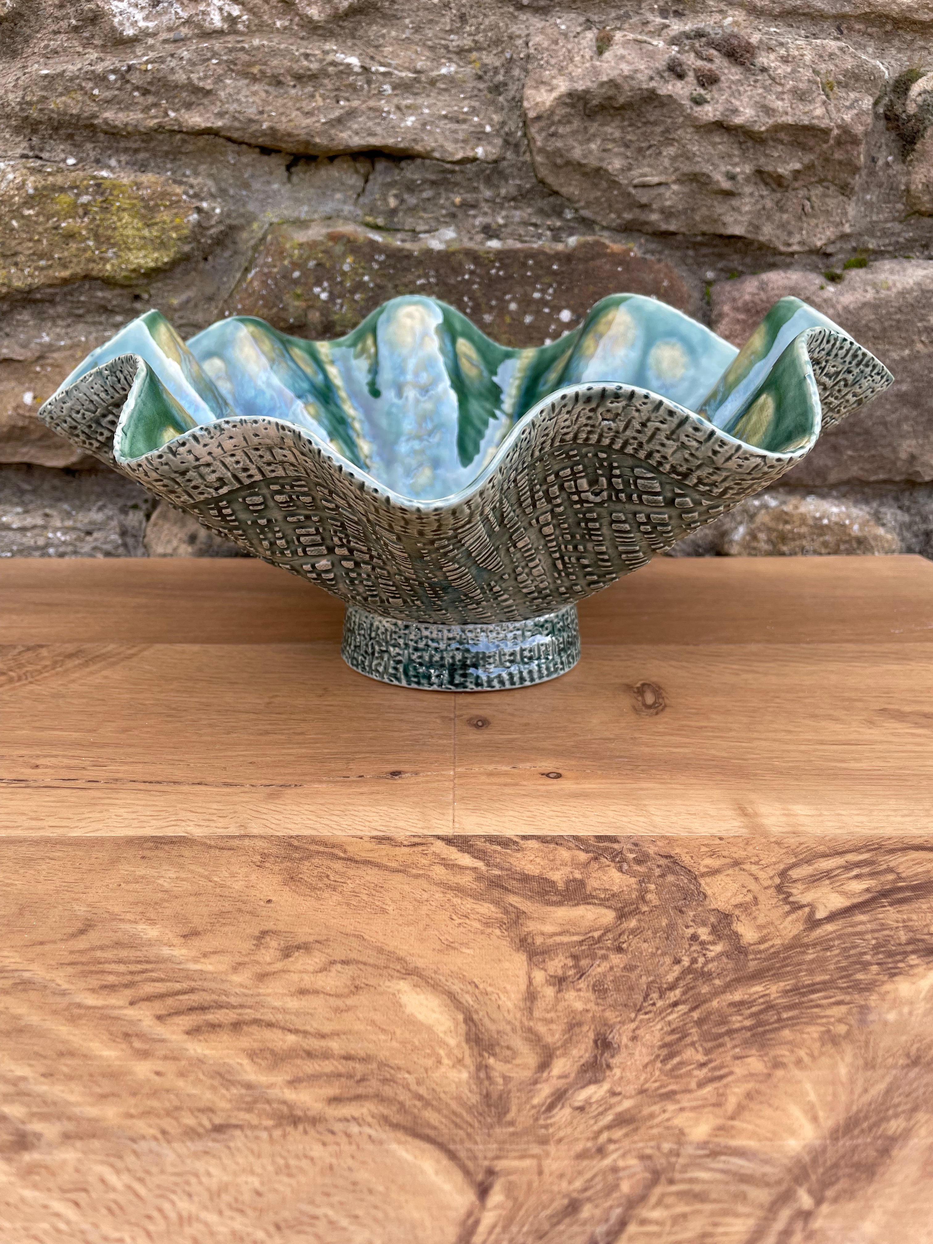 Bowl - Green & Yellow Wavy - 851