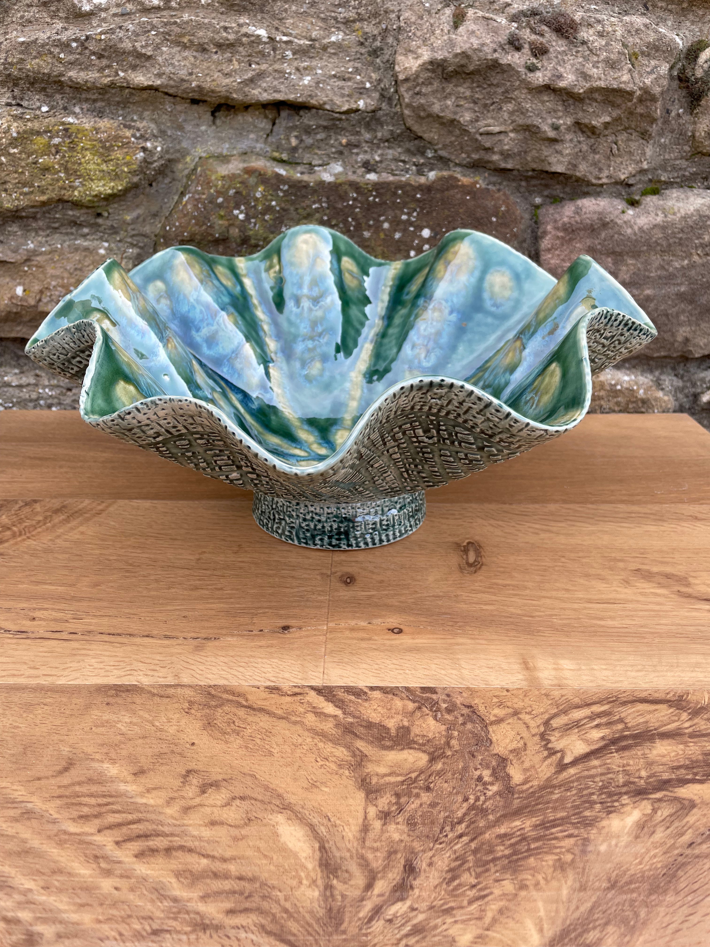 Bowl - Green & Yellow Wavy - 851