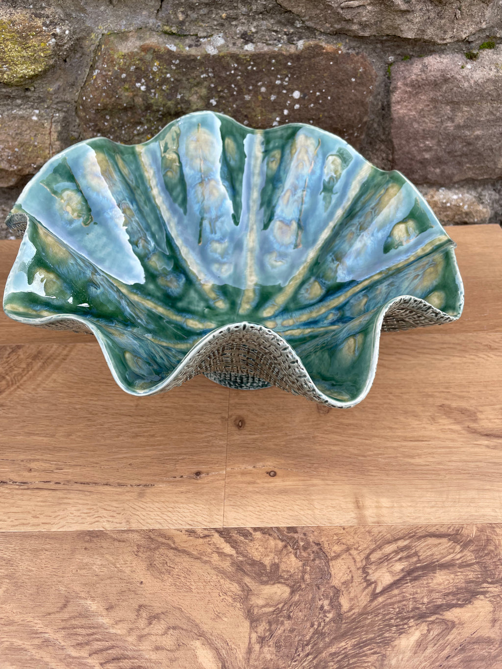 Bowl - Green & Yellow Wavy - 851