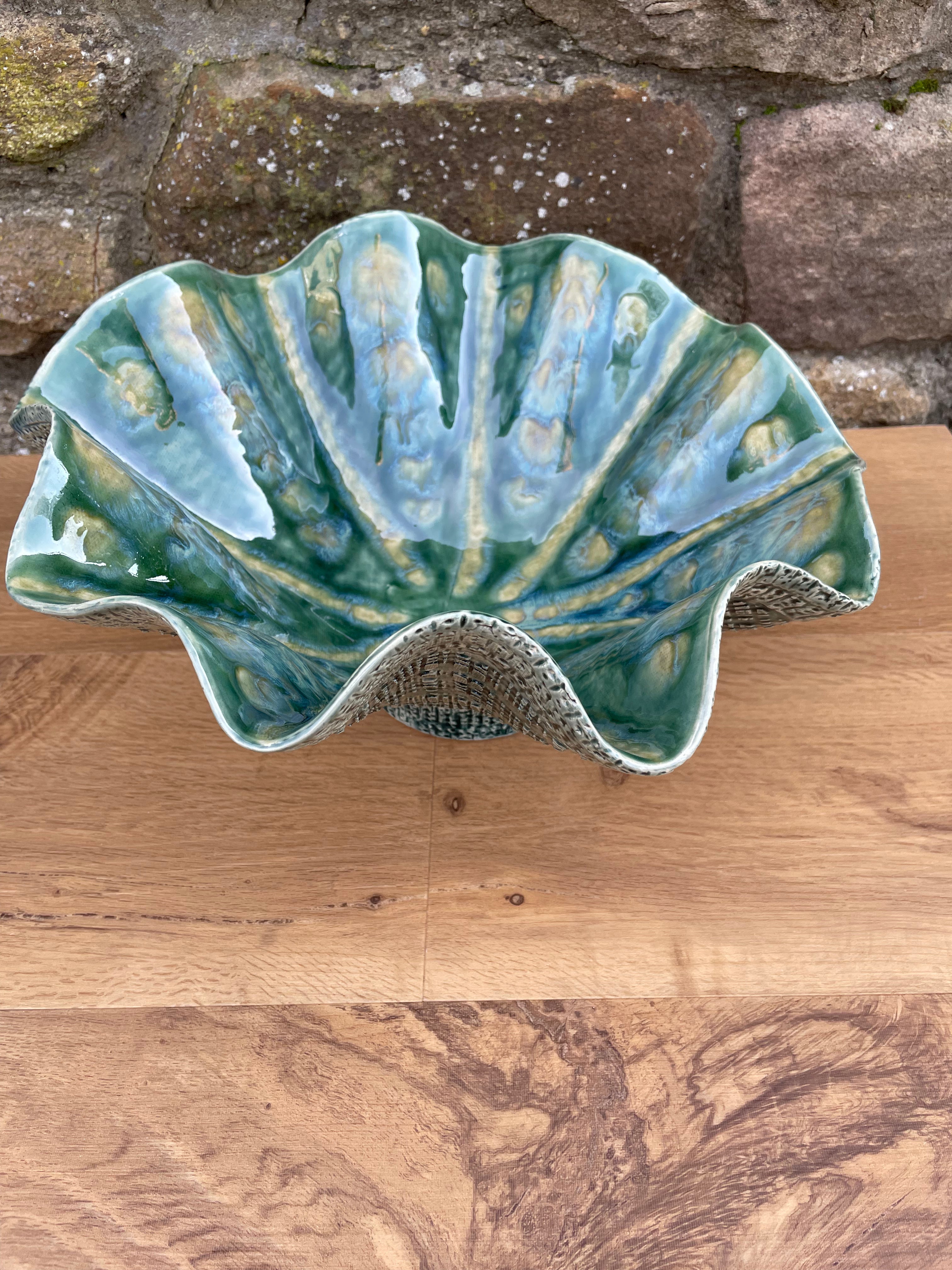 Bowl - Green & Yellow Wavy - 851