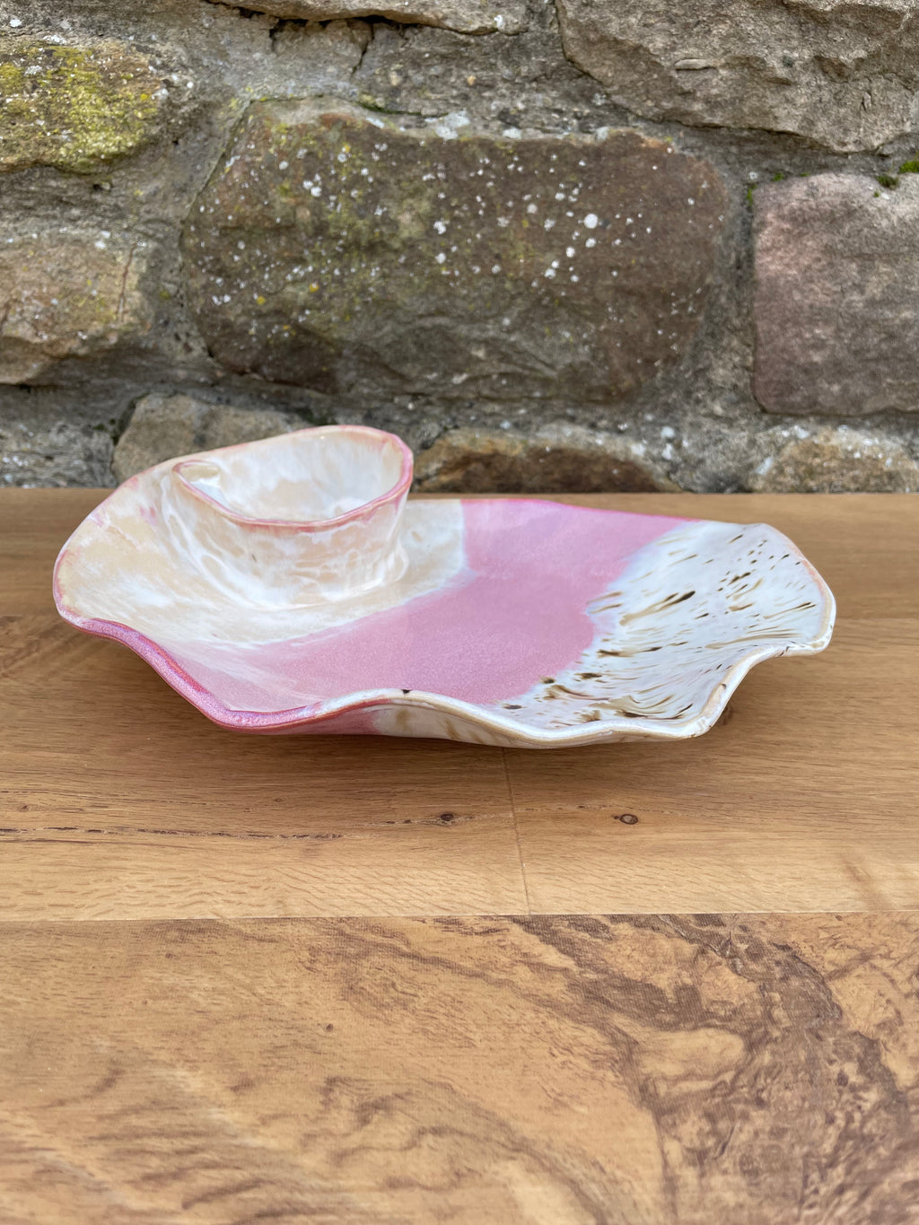 Chip and Dip Dish - White, Pink & Neutral - 837