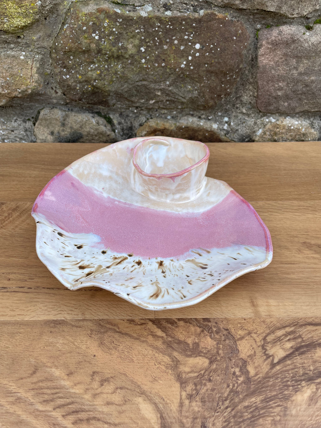 Chip and Dip Dish - White, Pink & Neutral - 837