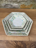 Plates - Set of 4 Nesting, White & Green - 849