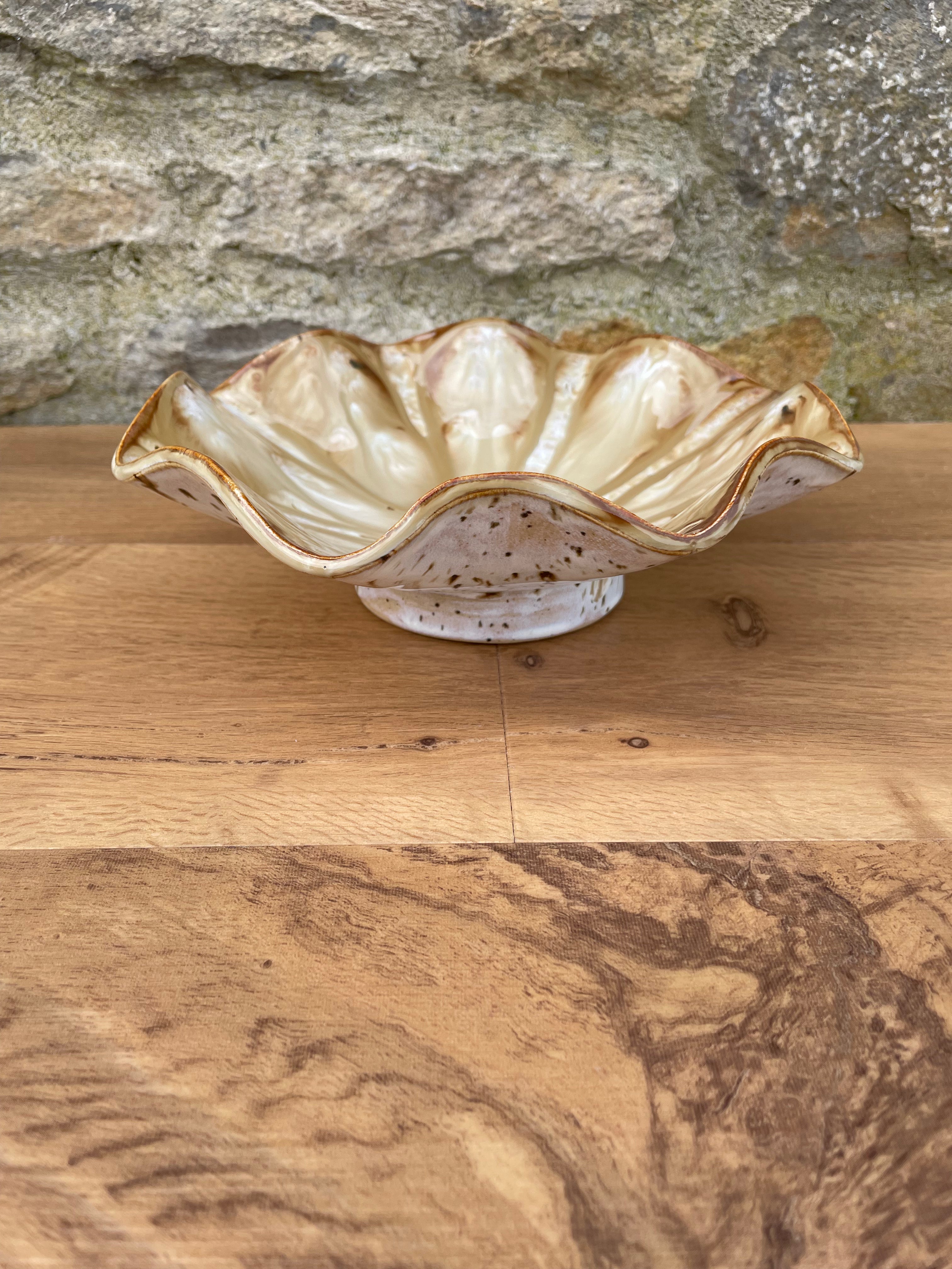 Bowl - Wavy Cream & Brown - 838