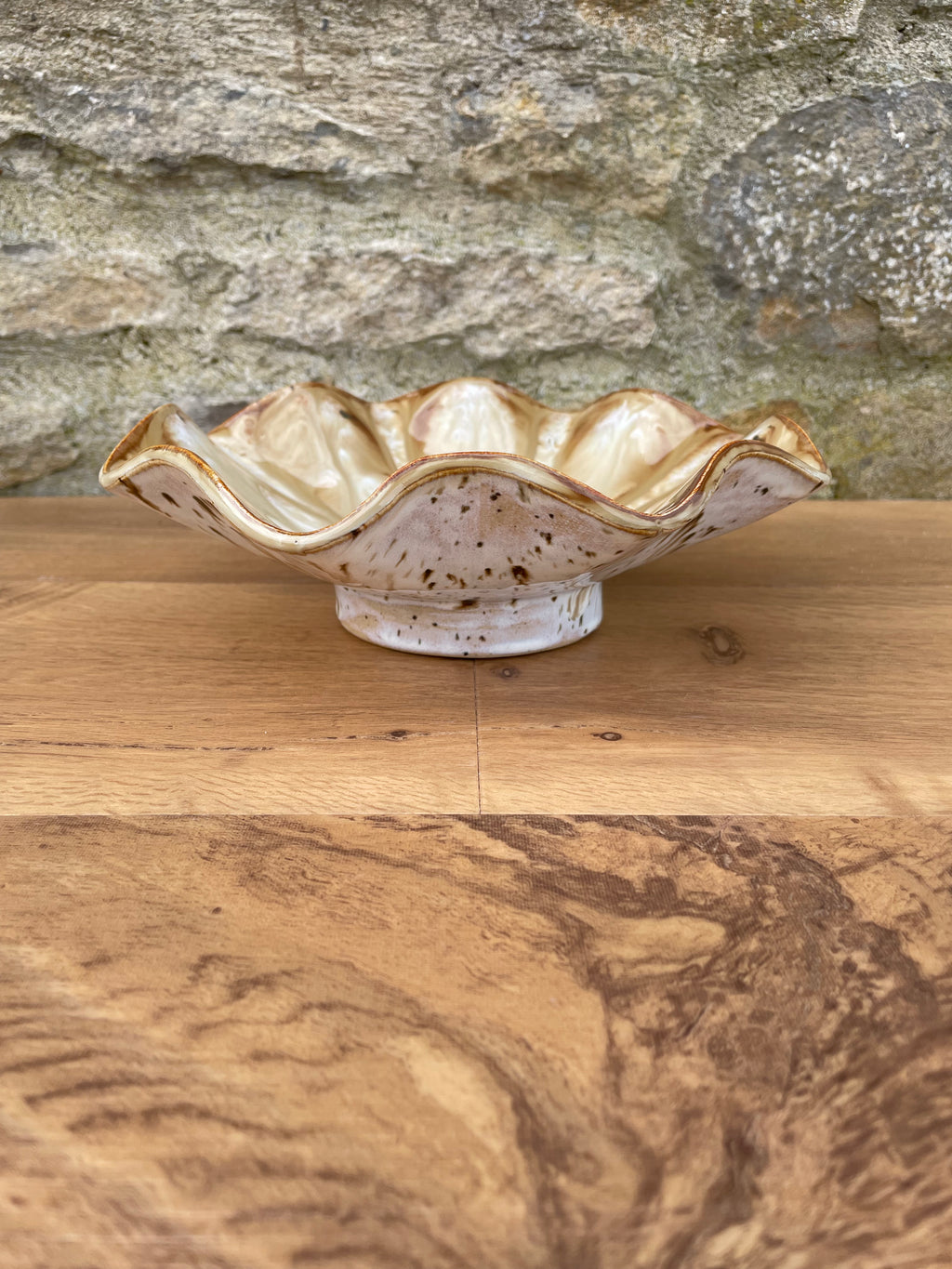 Bowl - Wavy Cream & Brown - 838
