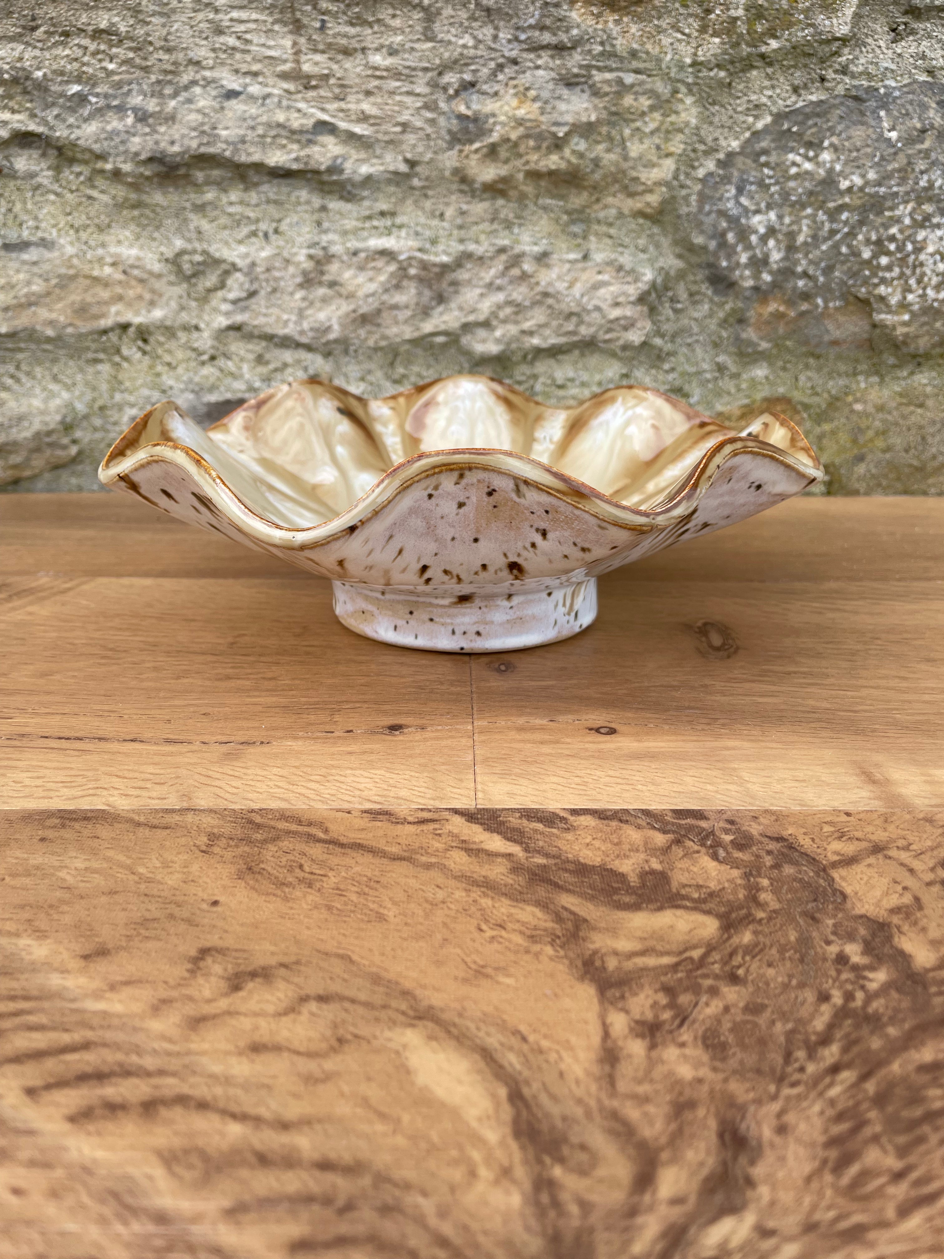 Bowl - Wavy Cream & Brown - 838