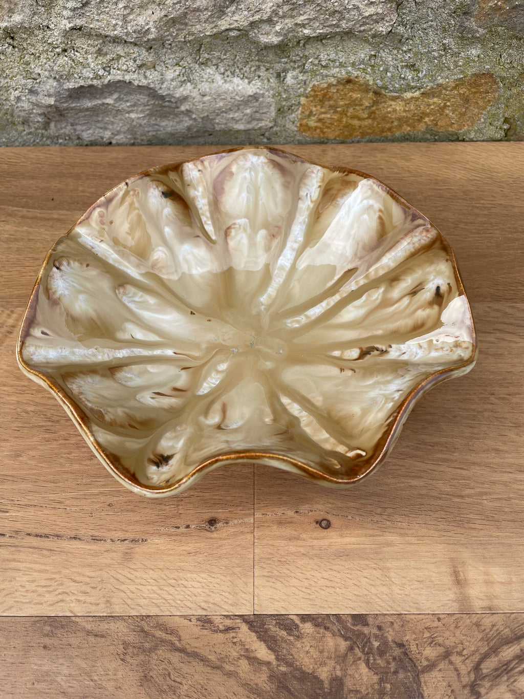 Bowl - Wavy Cream & Brown - 838