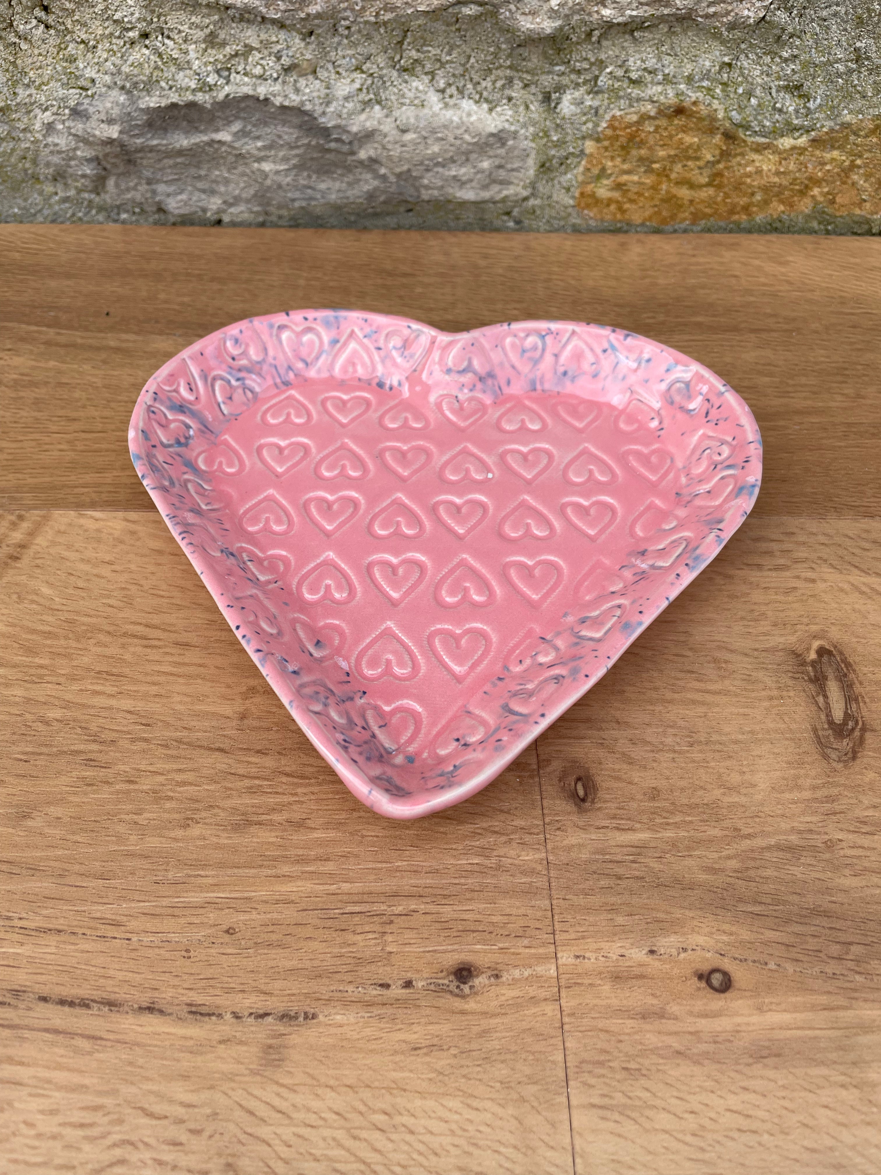 Dish - Pink & Blue Heart Shaped - 846
