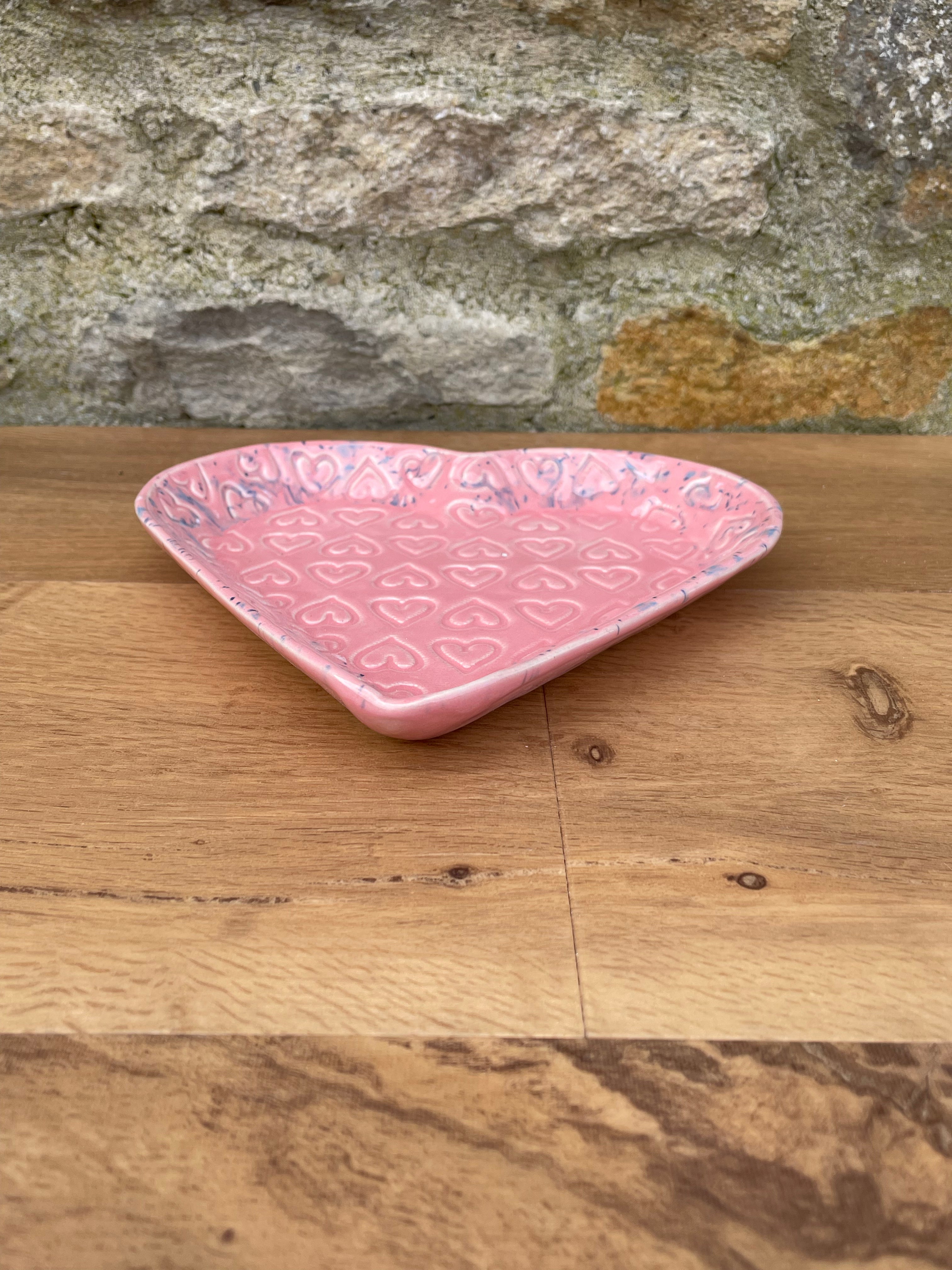 Dish - Pink & Blue Heart Shaped - 846