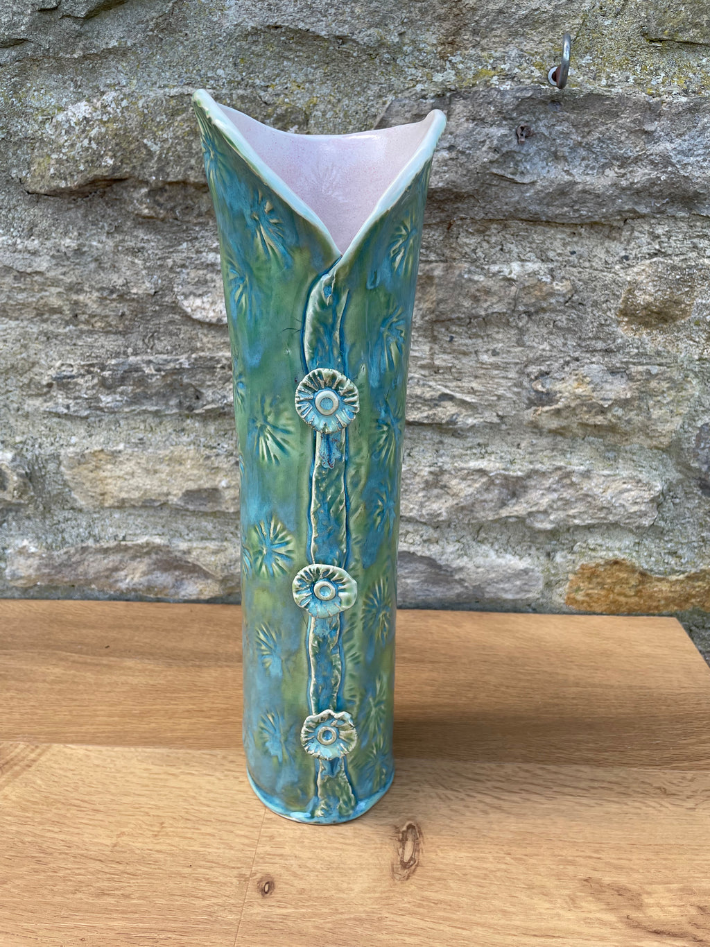 Vase - Tall Green Textured - 855