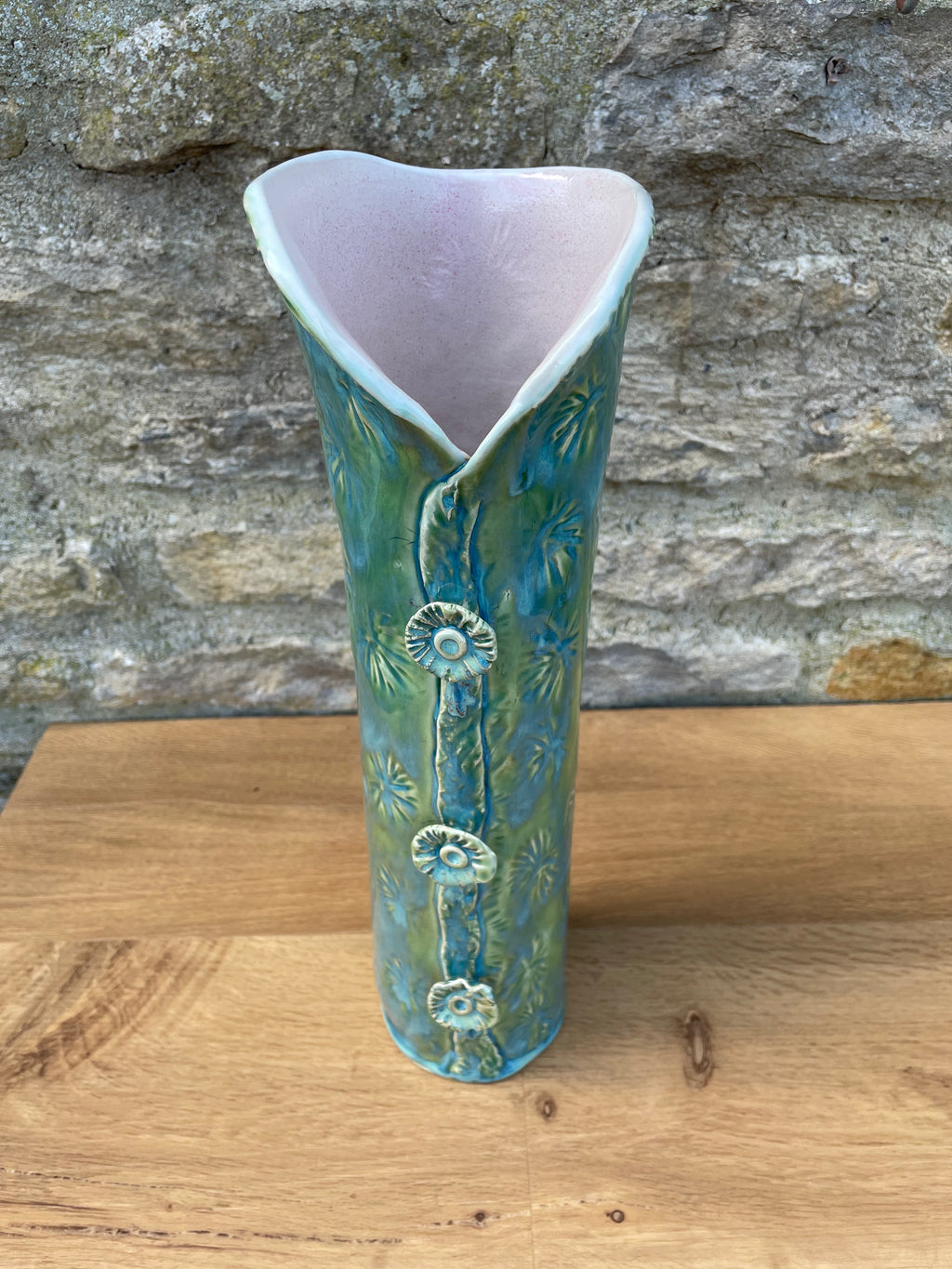 Vase - Tall Green Textured - 855