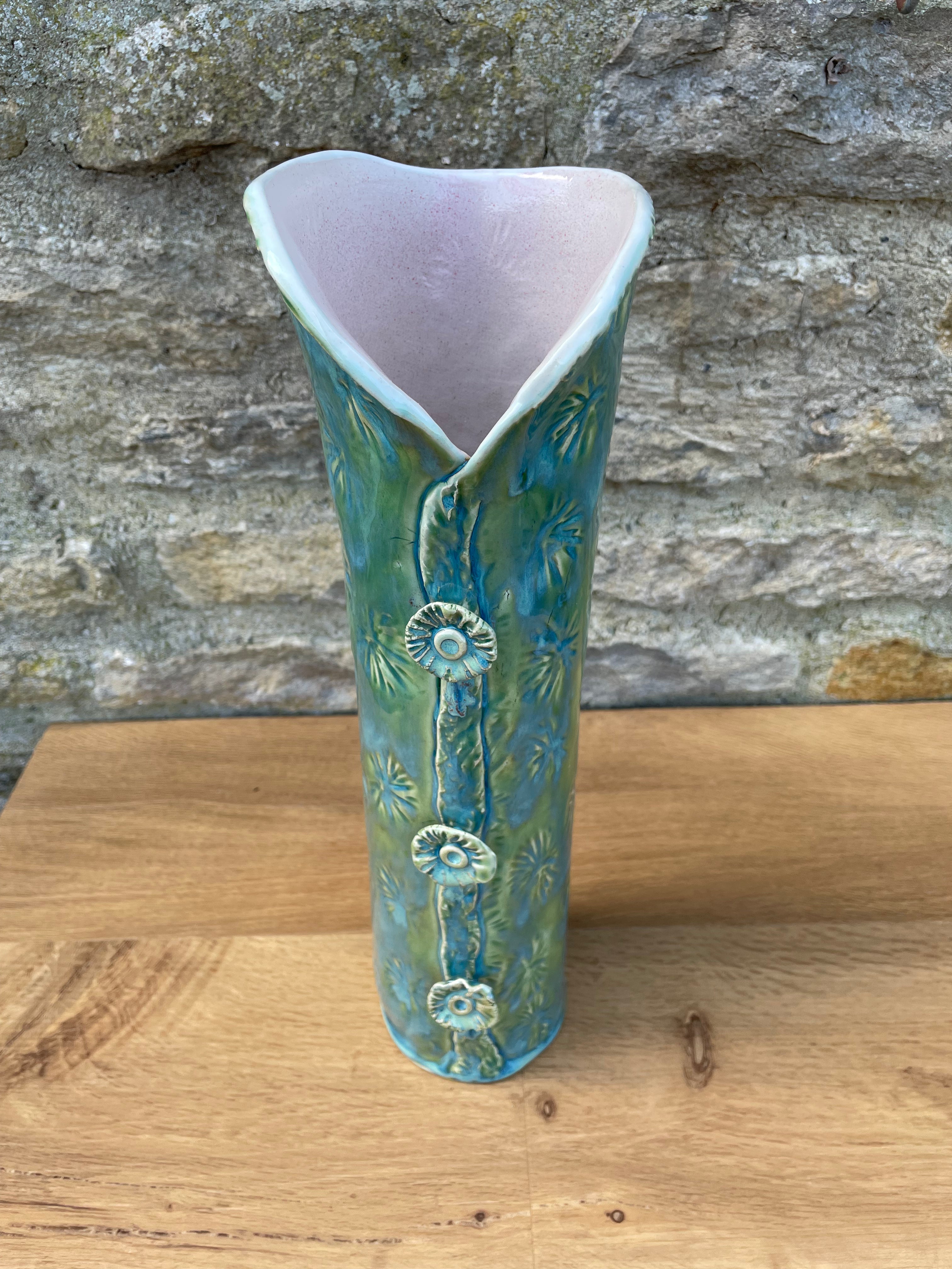 Vase - Tall Green Textured - 855