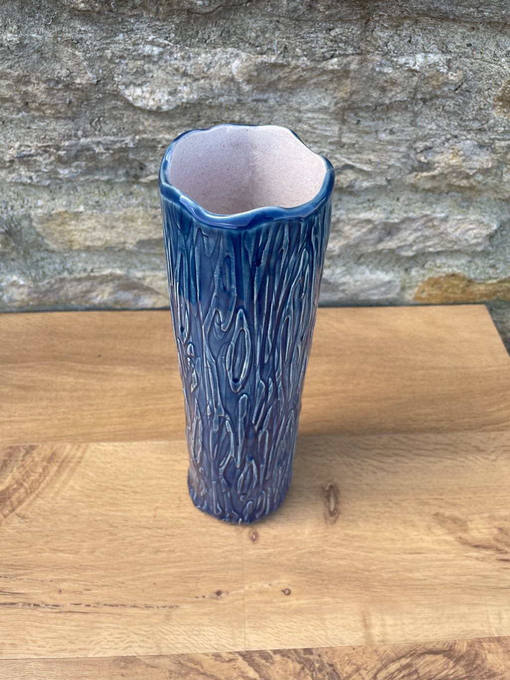 Vase - Tall Blue Textured - 853
