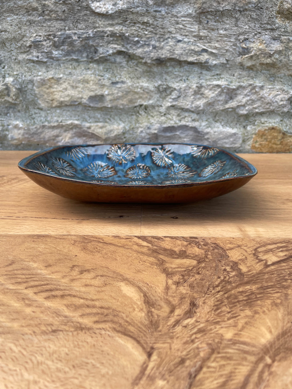 Dish - Oval Blue & Brown - 850