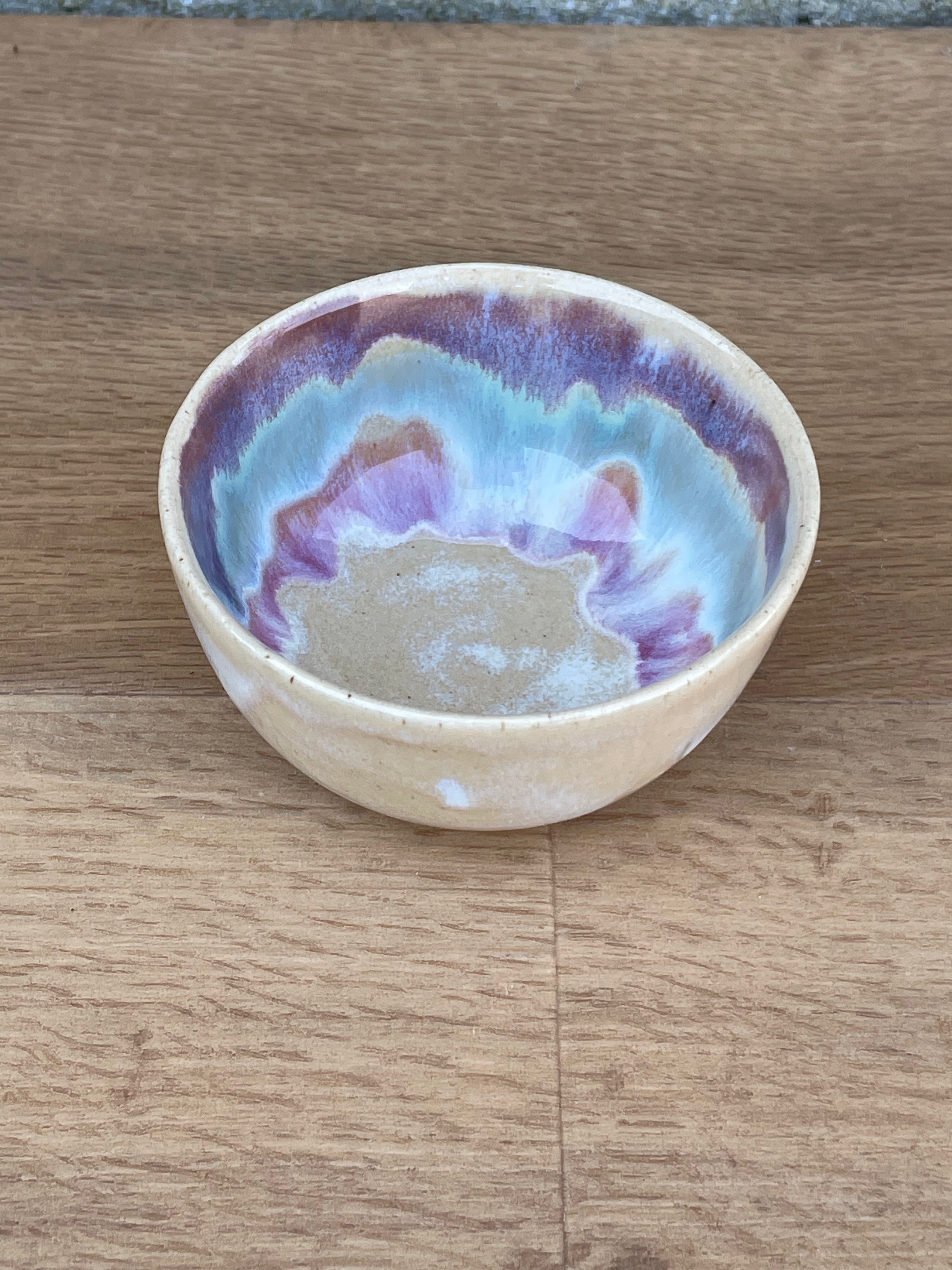 Bowl - Small, Cream, Purple and Blue - 891