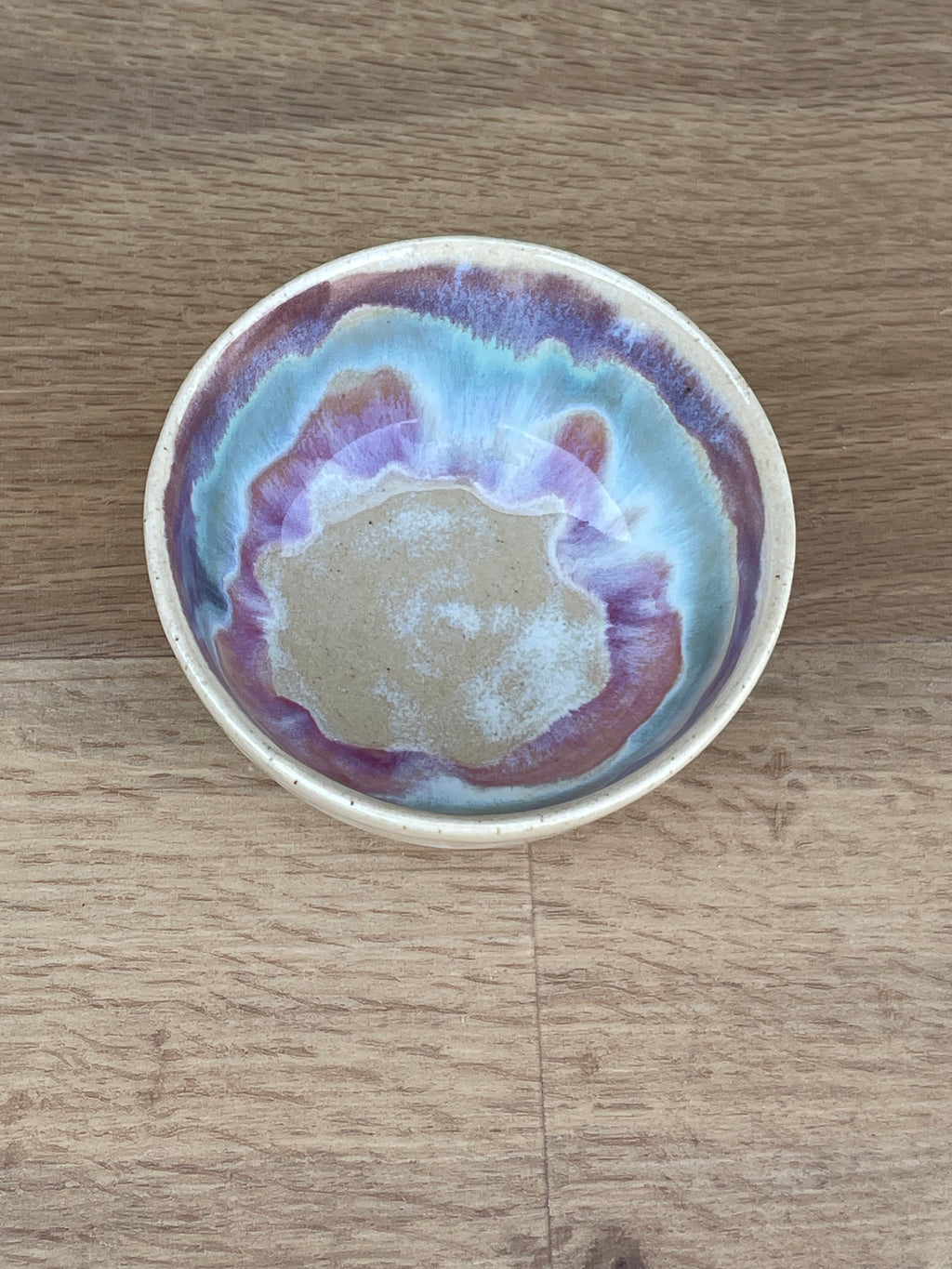 Bowl - Small, Cream, Purple and Blue - 891