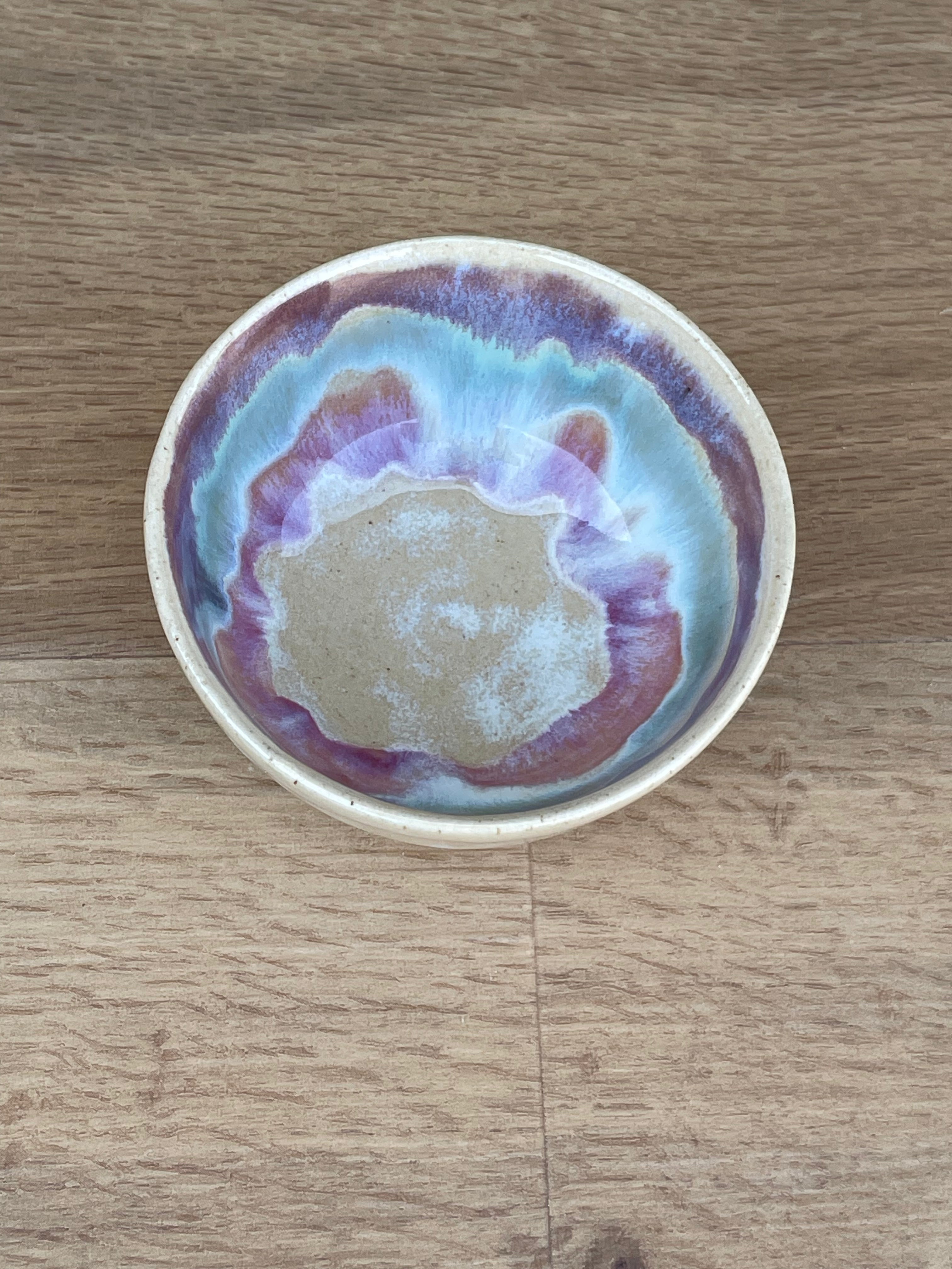 Bowl - Small, Cream, Purple and Blue - 891