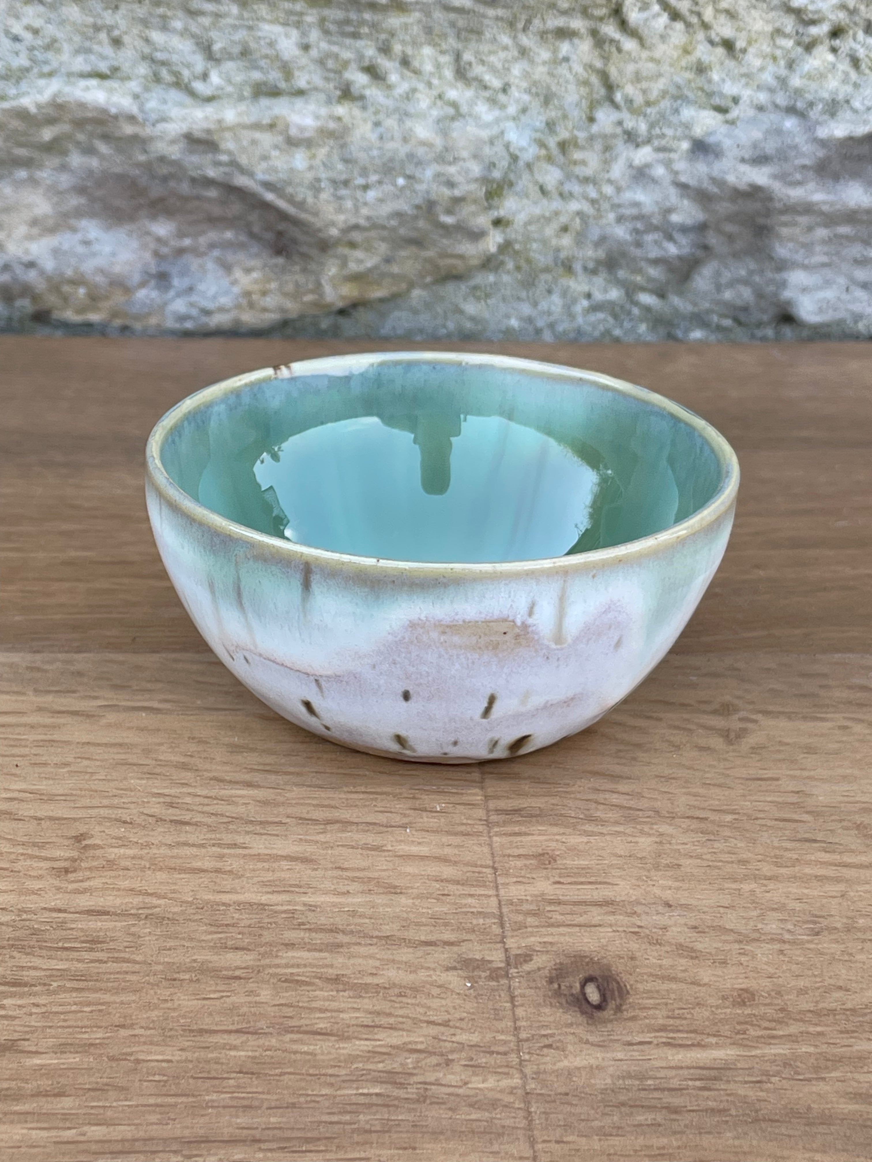 Bowl - Small Cream, Brown and Green - 893