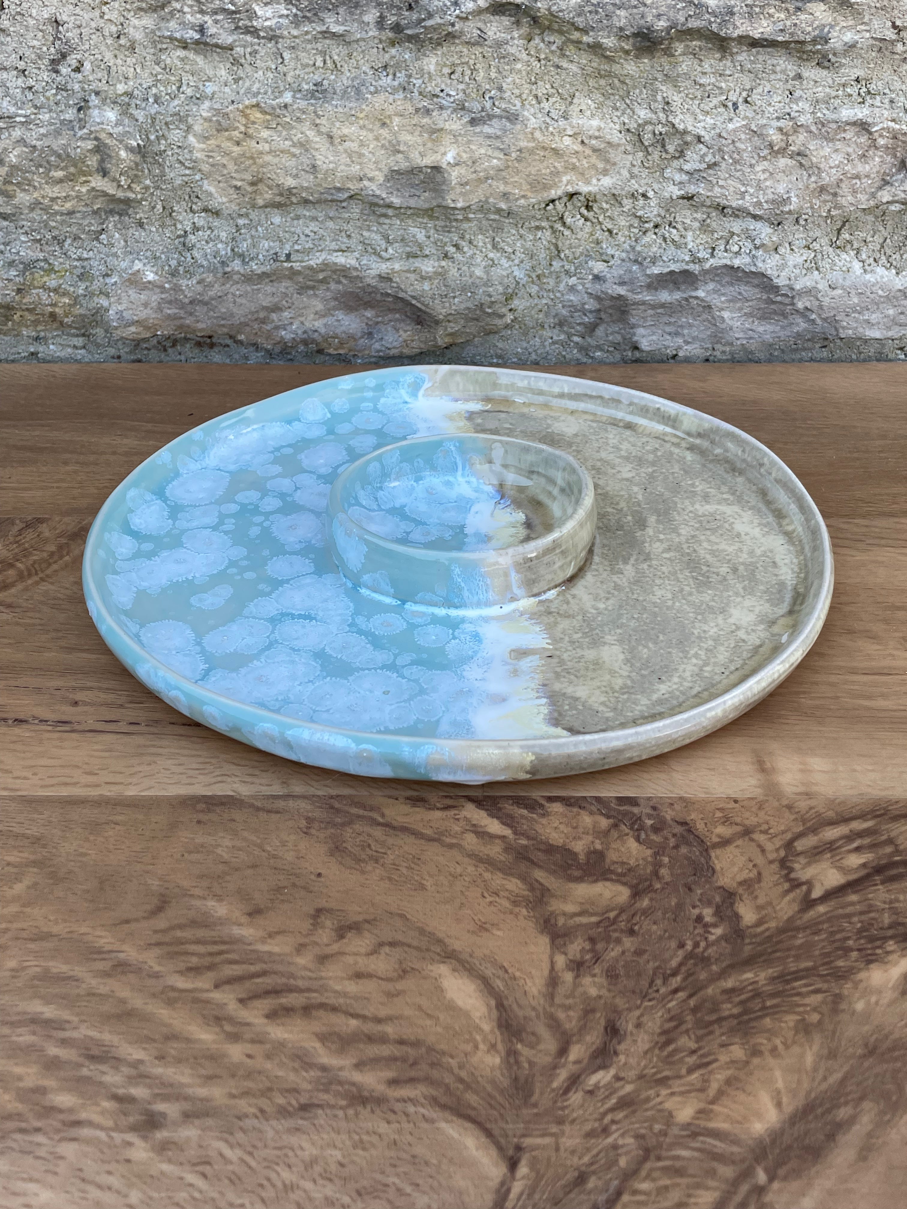 Chip and Dip Dish - Turquoise, White & Sandy - 856