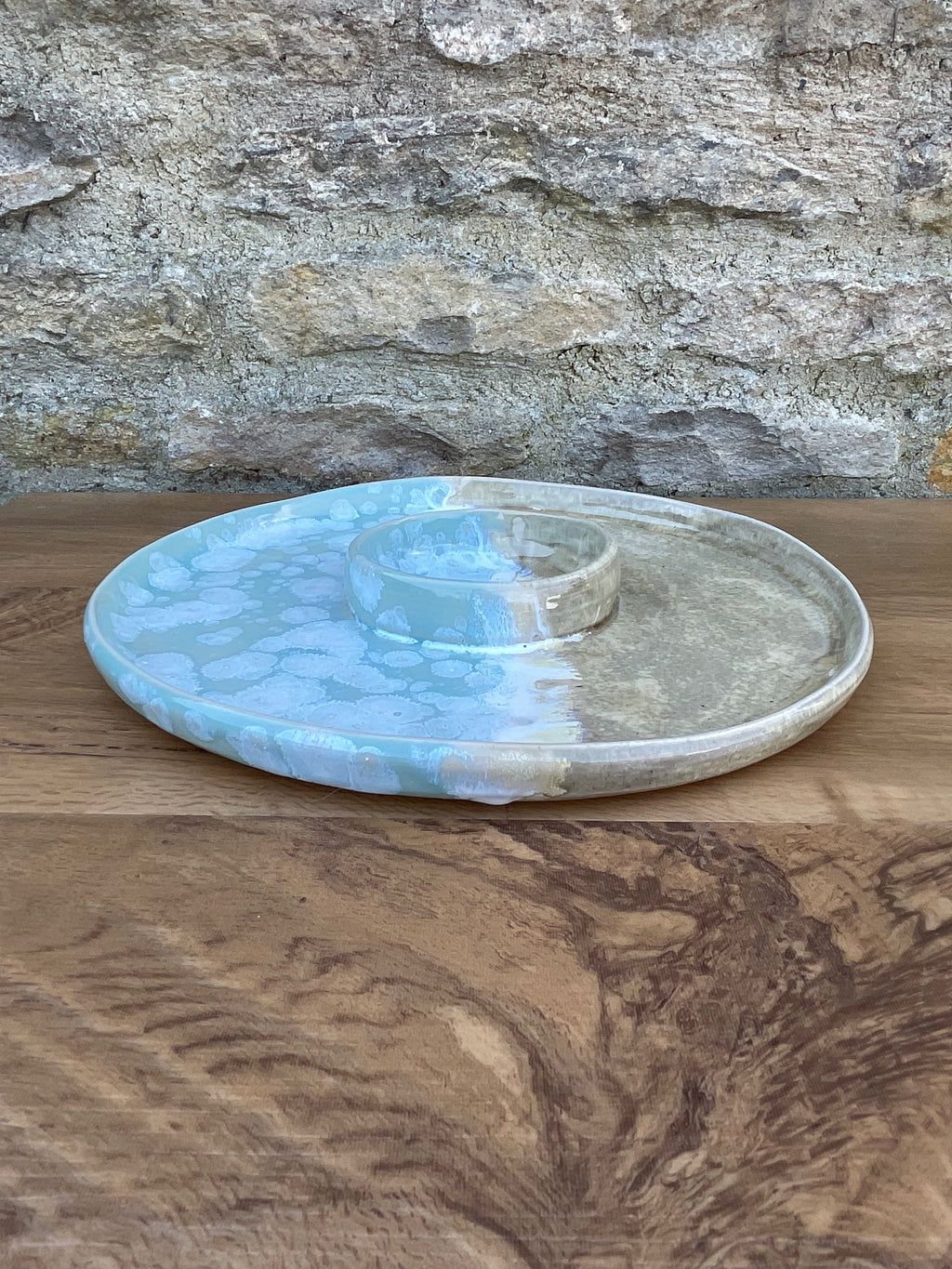 Chip and Dip Dish - Turquoise, White & Sandy - 856